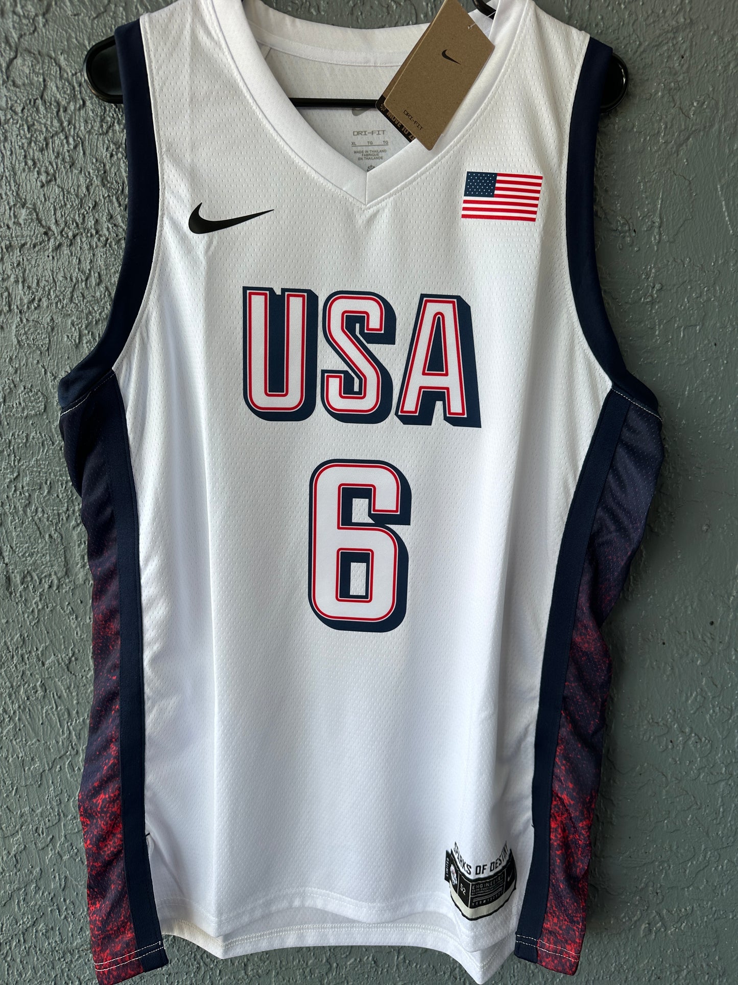 Basketball Jersey Lebron James #6 USA Team 2024 White Away Paris Olympic Team