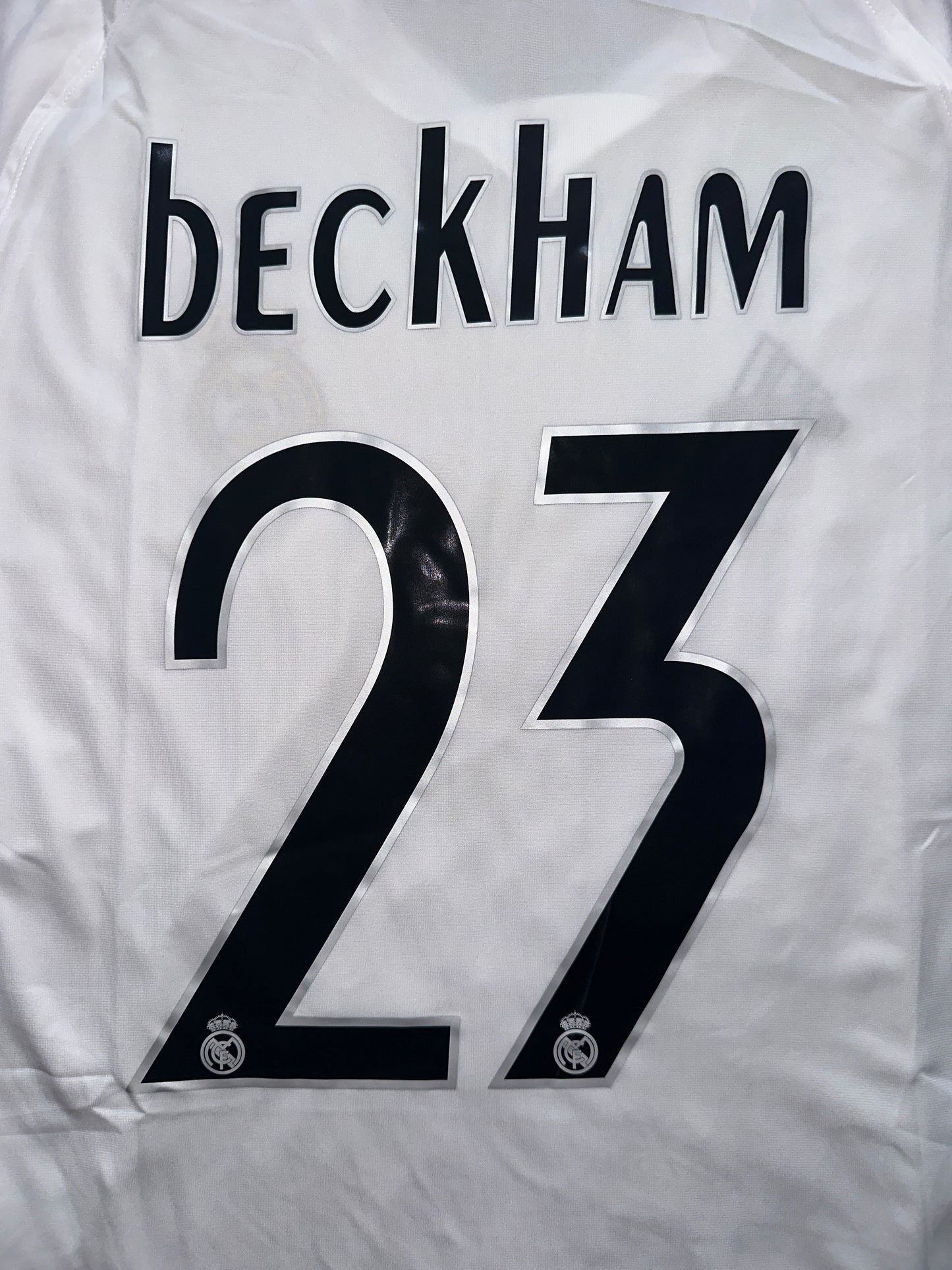 Real Madrid Beckham #23 Soccer Jersey Retro white Long Sleeves