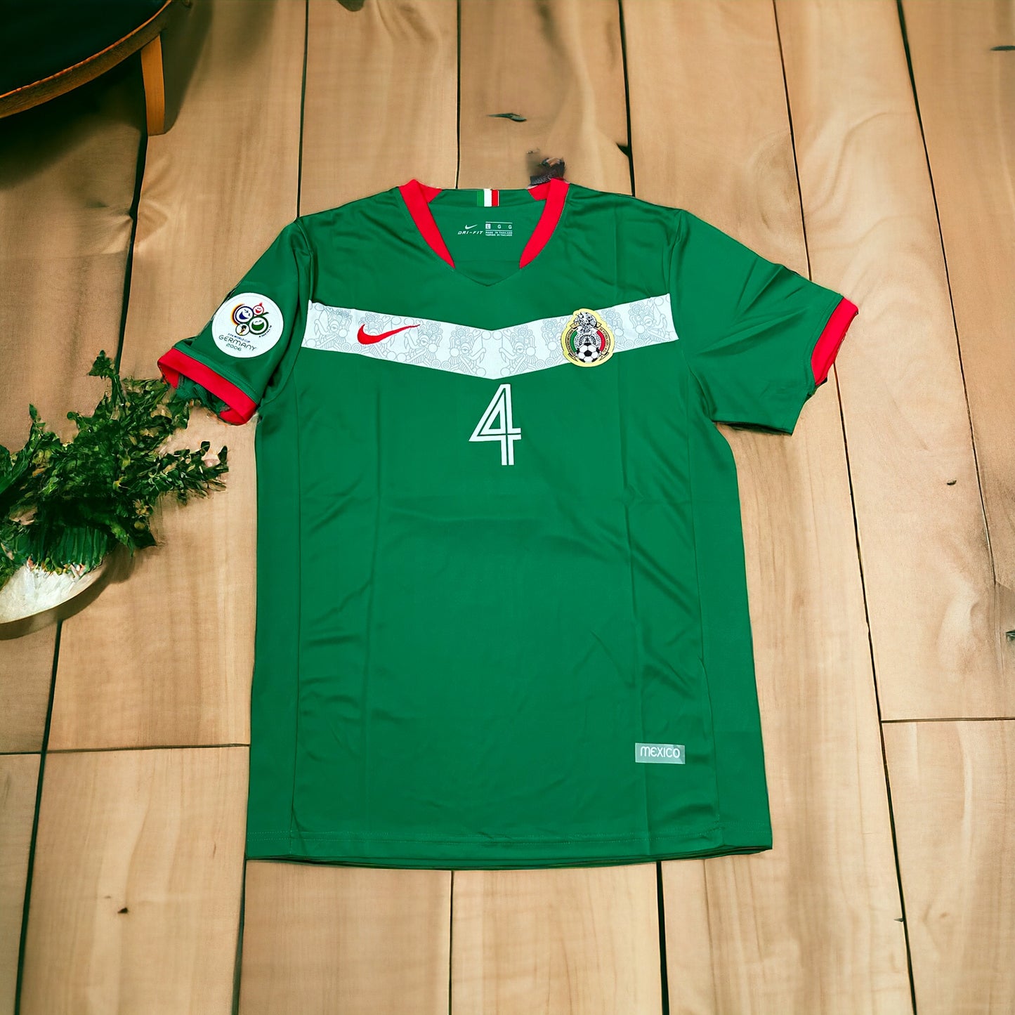 Mexico 2006 FWC Rafael Marquez 4 Retro Soccer Jersey Green Home Men’s Size Shirt