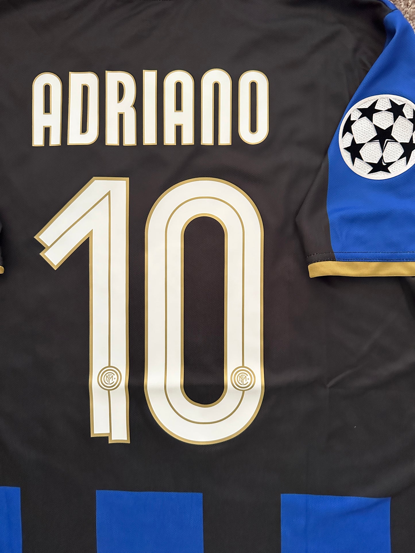Inter Milan Adriano Soccer Jersey Home Champions League Men