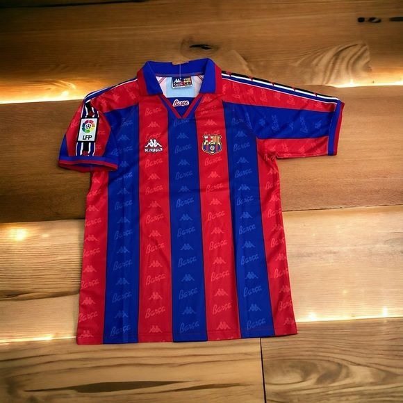 Soccer Jersey Ronaldo Nazario 9 Retro Barcelona 96/97 Home Blue Red Shirt Men