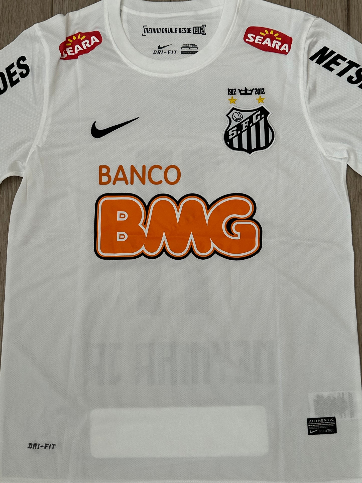 Neymar Jr #11 Santos 11/12 Retro Home White Soccer Jersey True Size Men Shirt