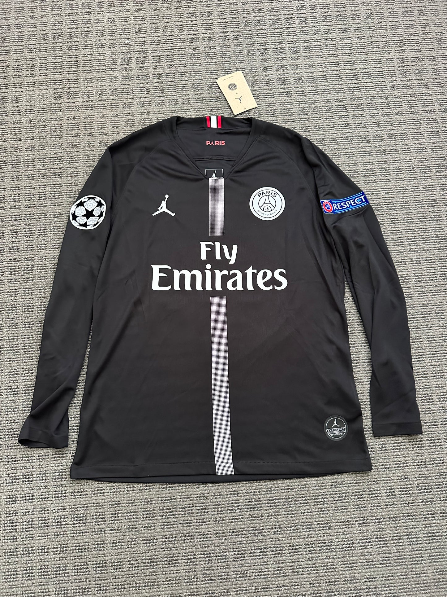 Soccer Jersey Retro PSG 18/19 Neymar Jr #10 Away Black Long Sleeves UCL Men Size