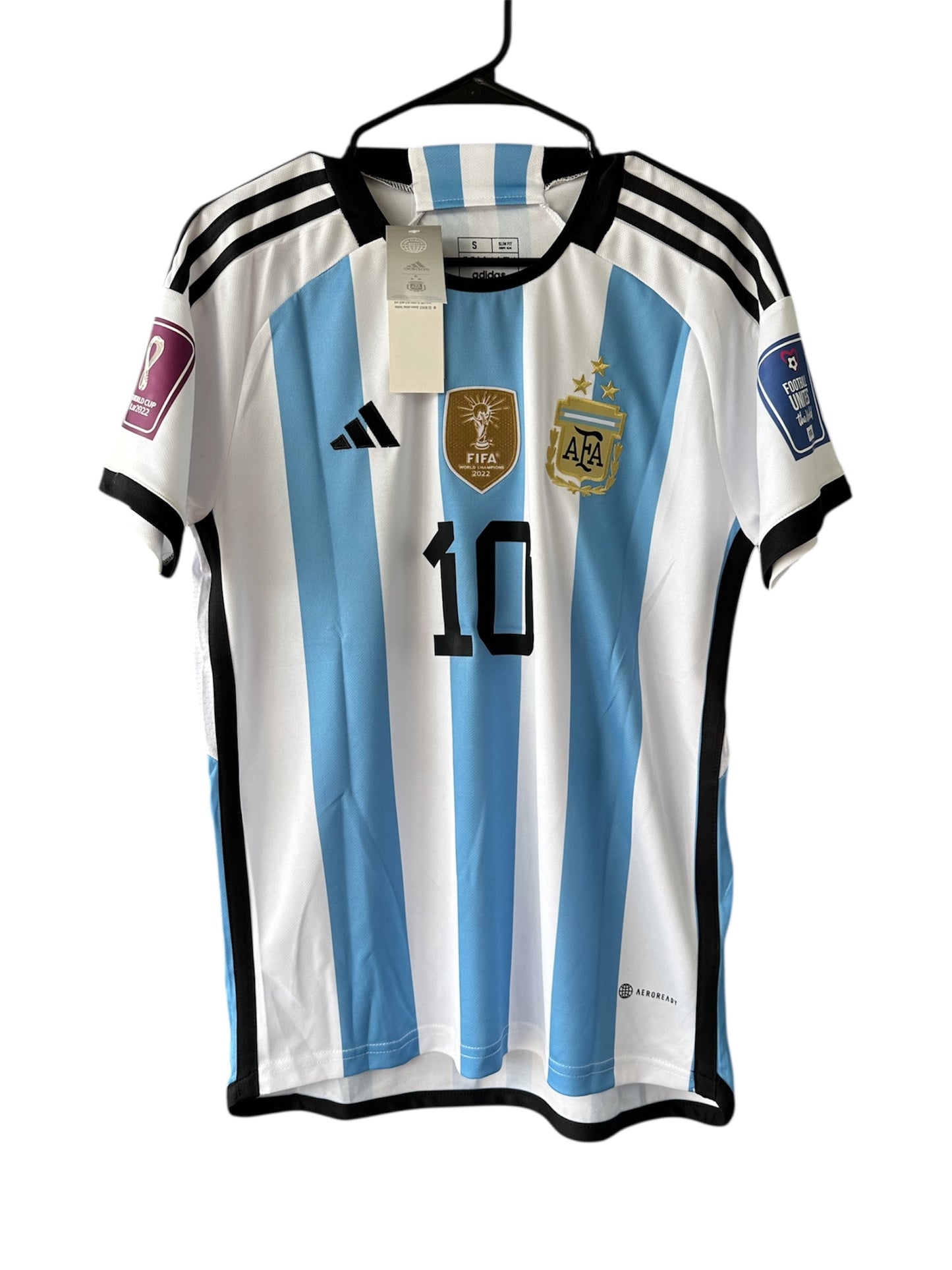 Messi Argentina 2022 FWC Home #10 Soccer Jersey Regular Men Size