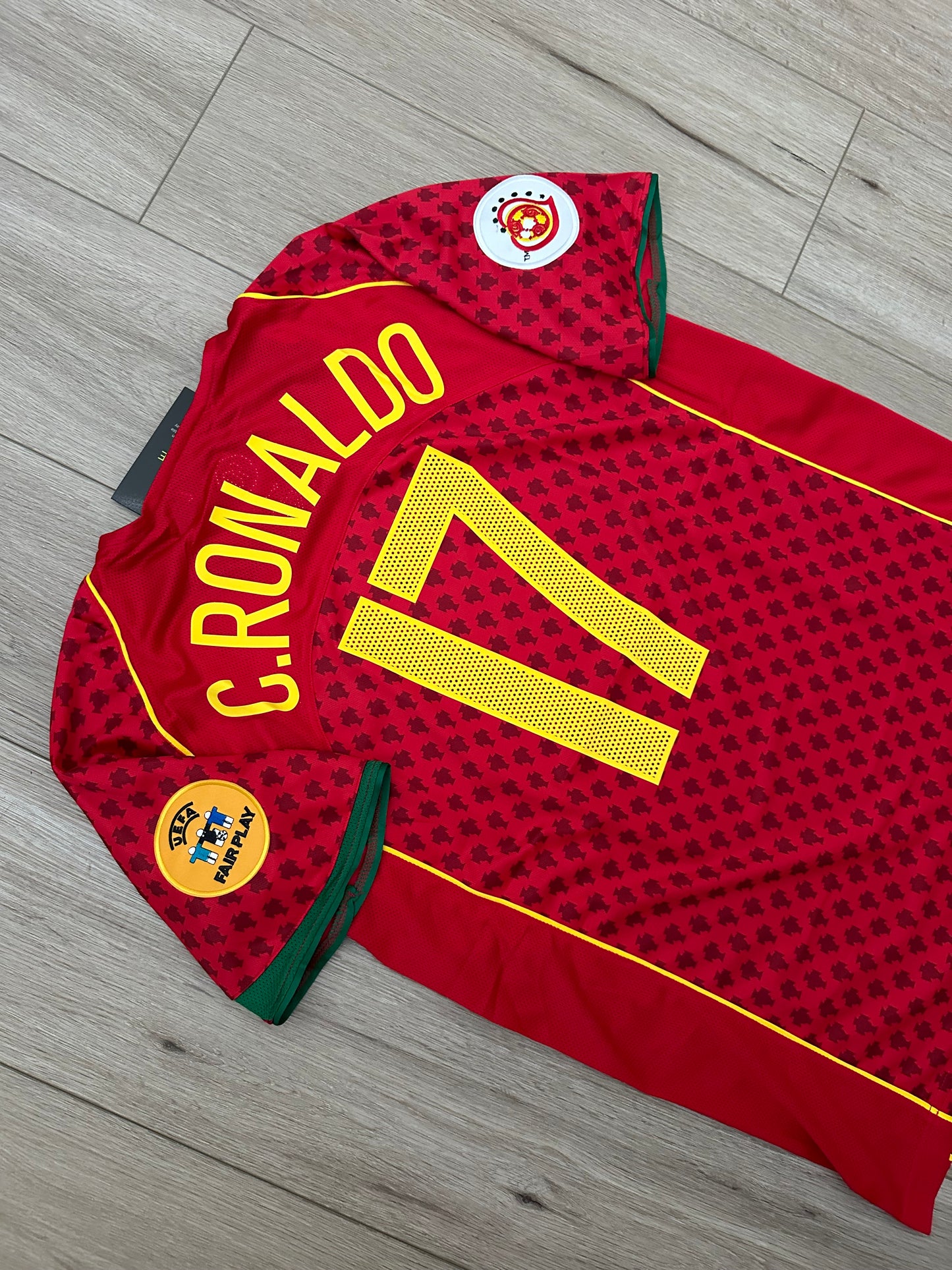 Cristiano Ronaldo #17 Portugal Soccer Jersey Euro 2004 Home Retro Red Final