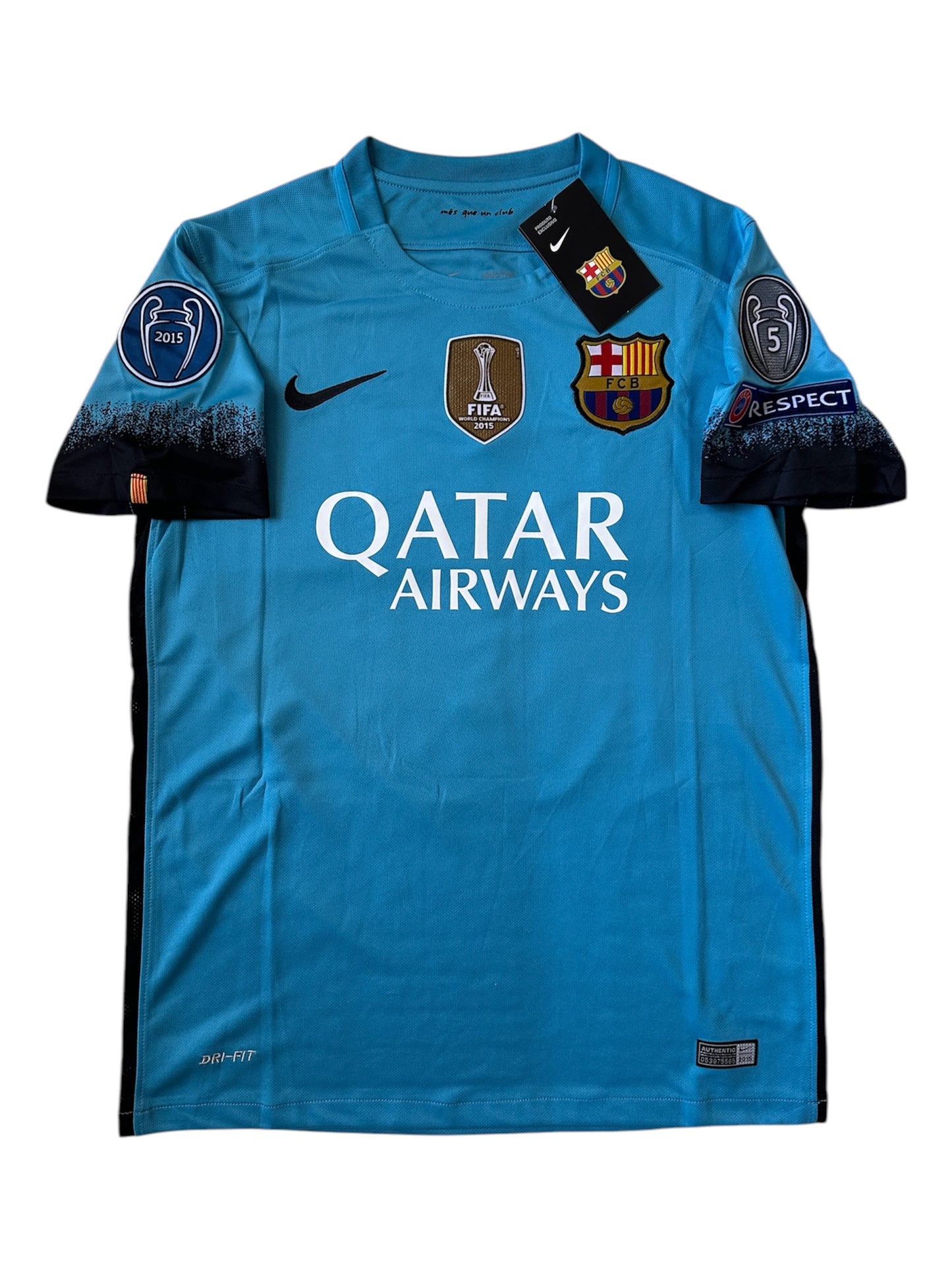 Barcelona Messi #10 Retro Soccer Jersey Blue Third 15/16 UCL Men Size Shirt