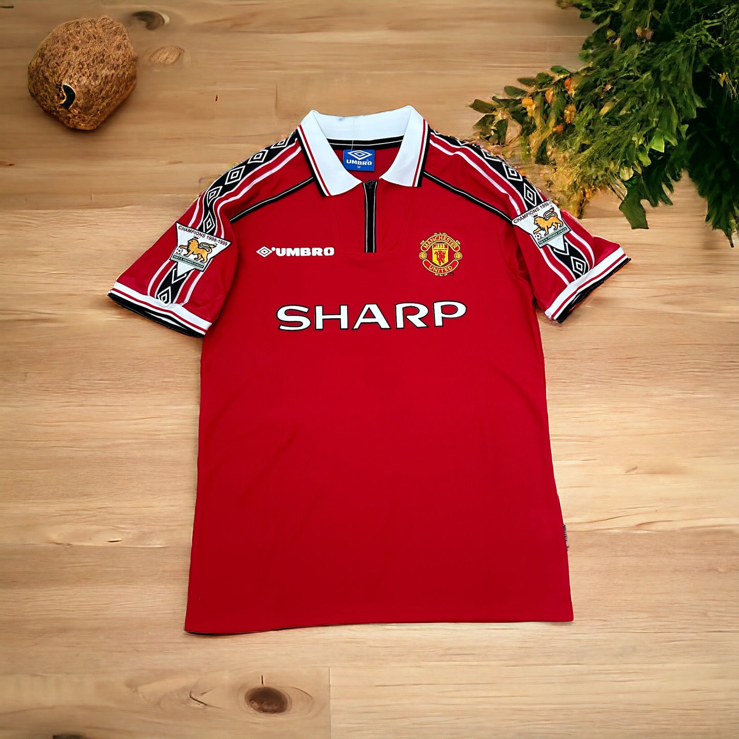 Manchester United 98/99 Retro David Beckham 7 Red Home Football Shirt Men Size