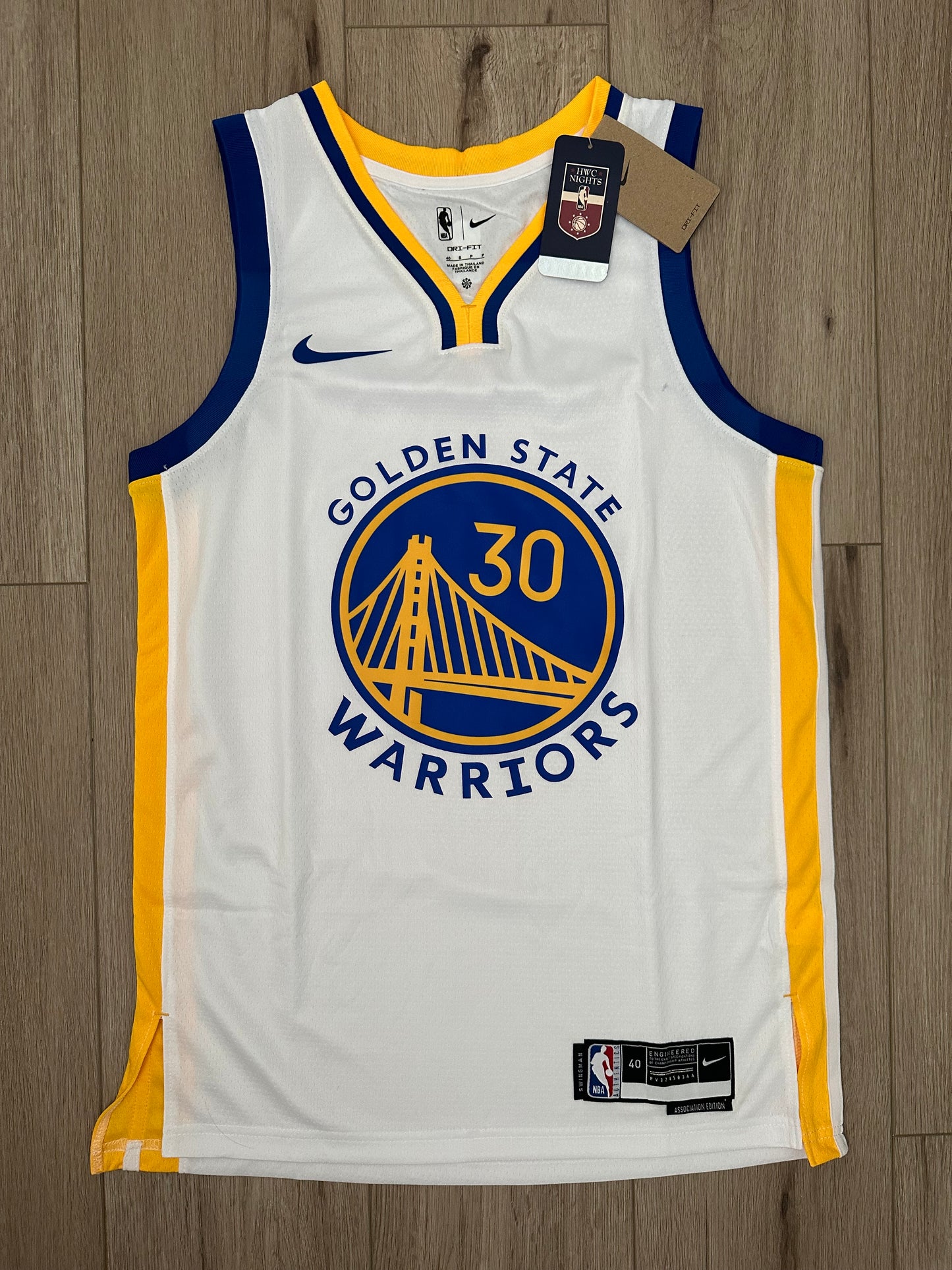 Golden State Warriors Stephen Curry #30 Basketball Jersey White Away Men Size