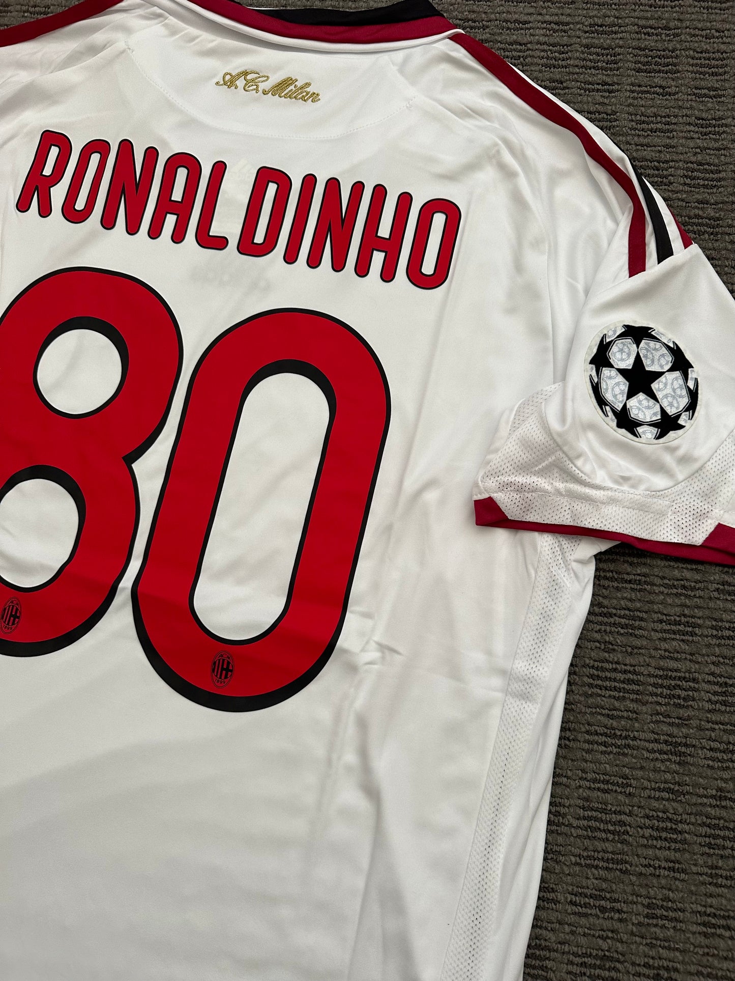 Soccer Jersey Milan 09/10 Ronaldinho #80 Away Home UCL Football Shirt Men Size