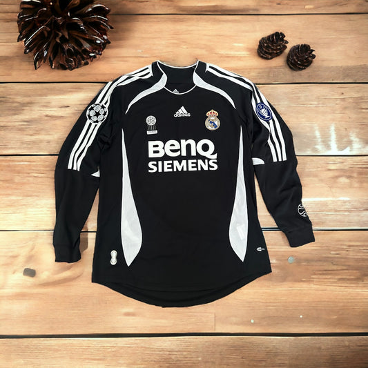 Real Madrid David Beckham #23 Soccer Jersey Retro 06/07 UCL Black Long Sleeves