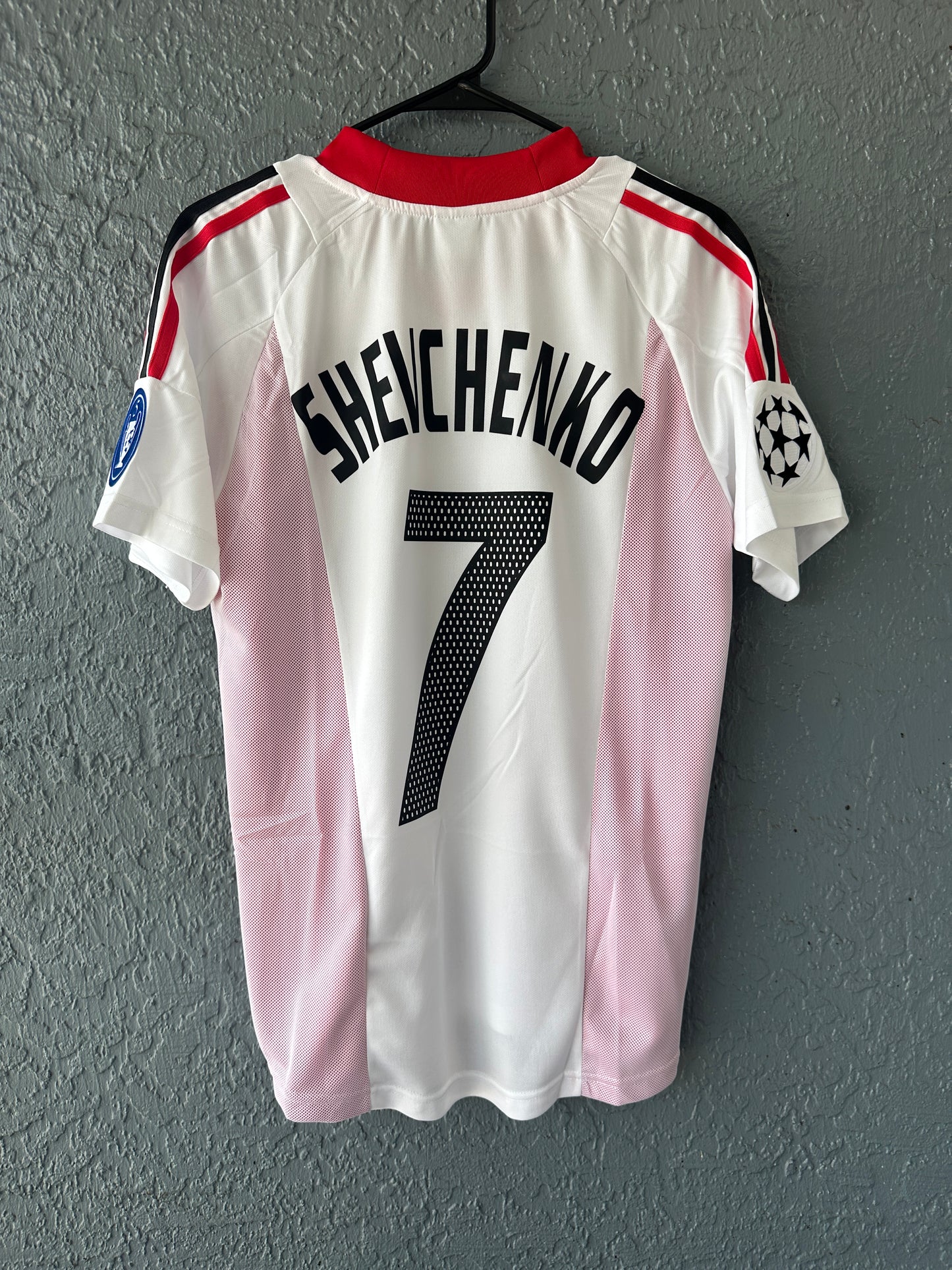 Milan 2003 UCL Final Andriy Shevchenko #7 Away Soccer Jersey White Men Team Size