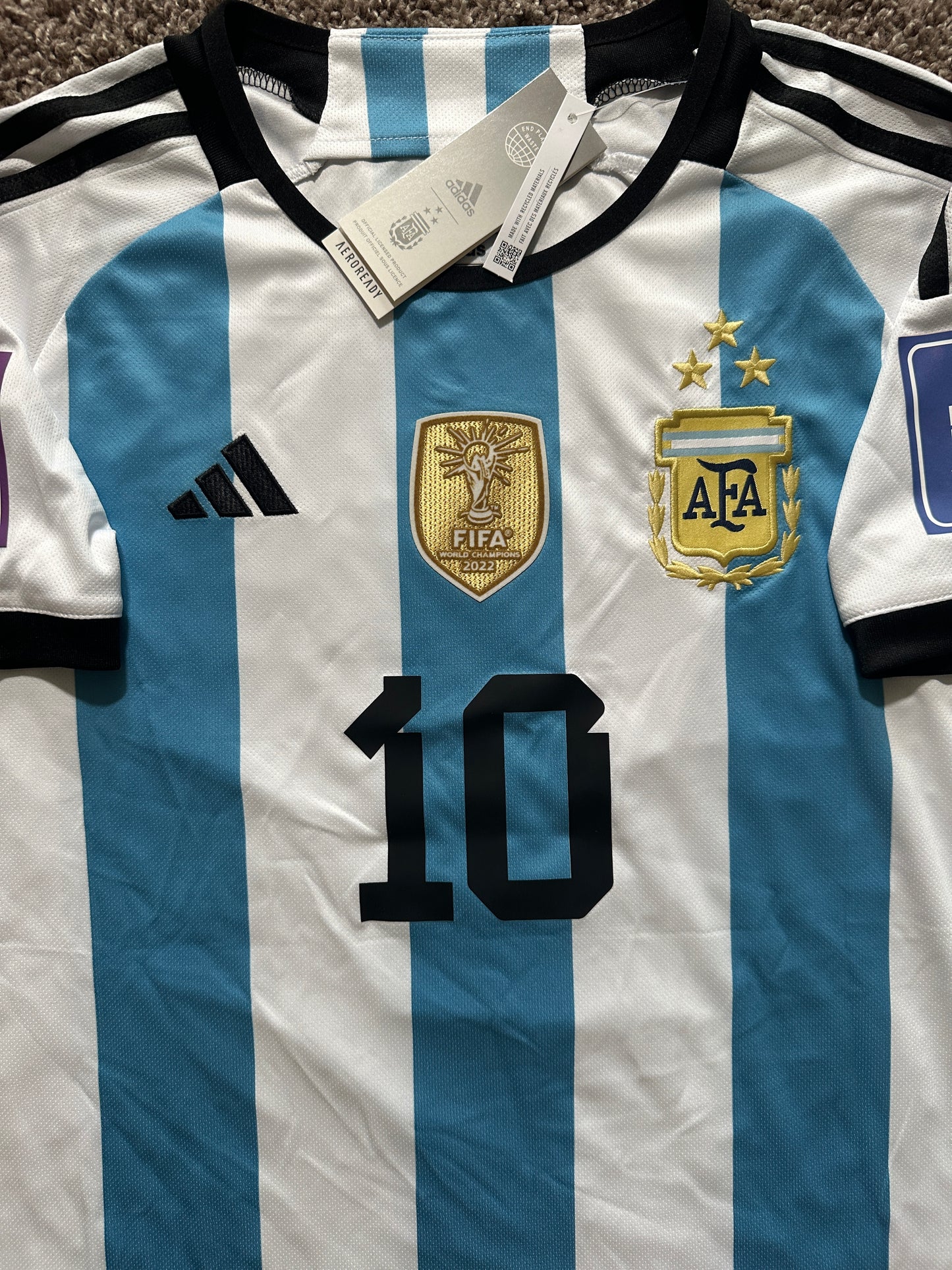 Messi Argentina 2022 FWC Home #10 Soccer Jersey Regular Men Size