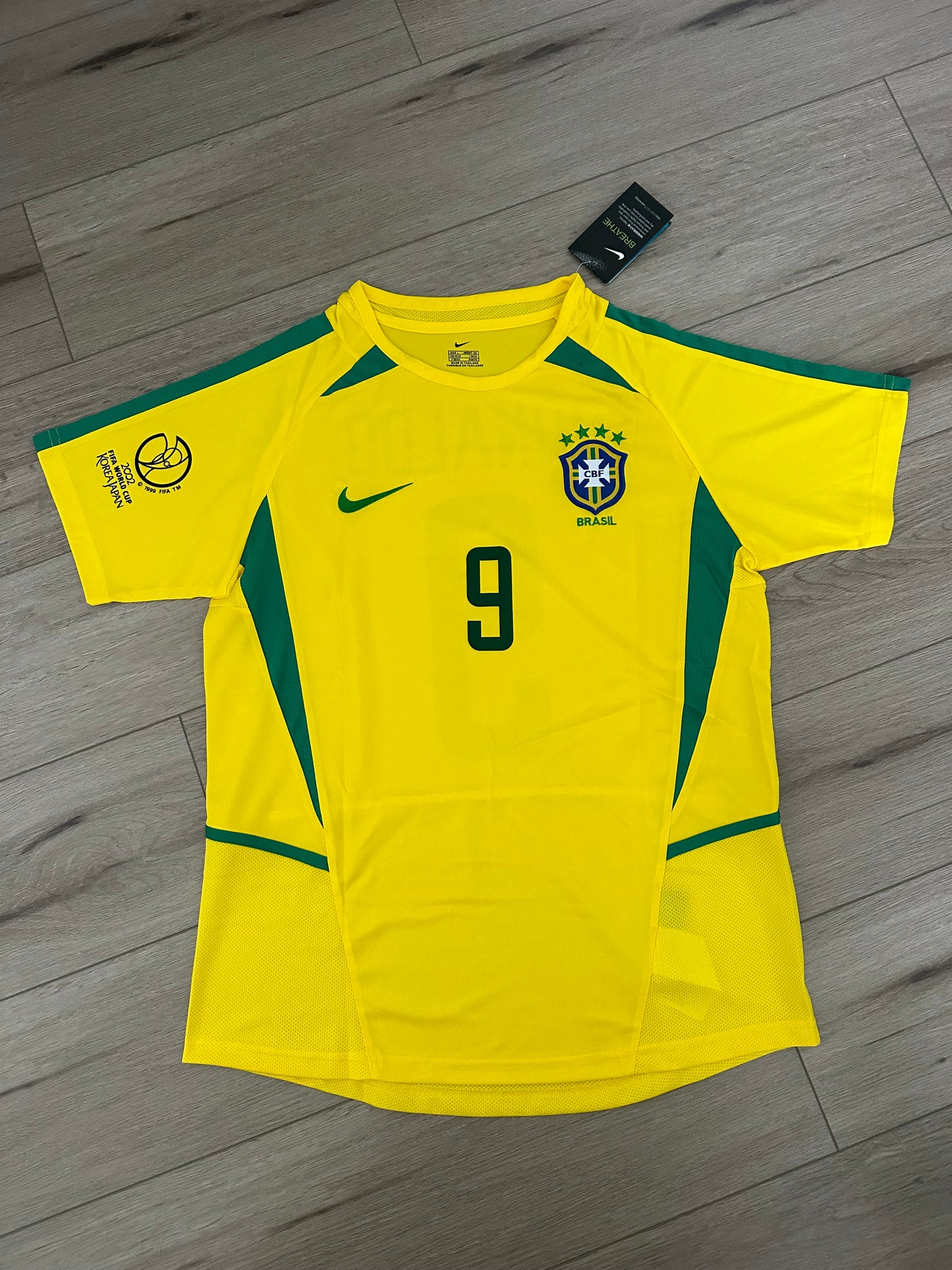 Ronaldo Nazario Brazil 2002 FWC Soccer Jersey Home Yellow #9 Regular size Men