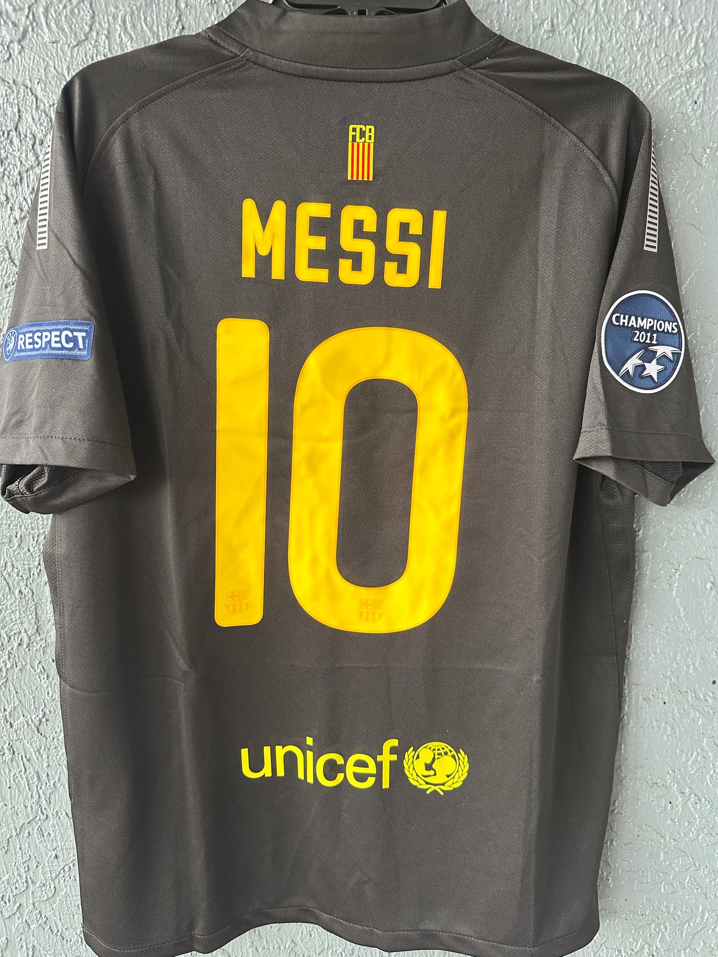 Barcelona Lionel Messi #10 Black Retro Soccer Jersey 11/12 Men Size UCL