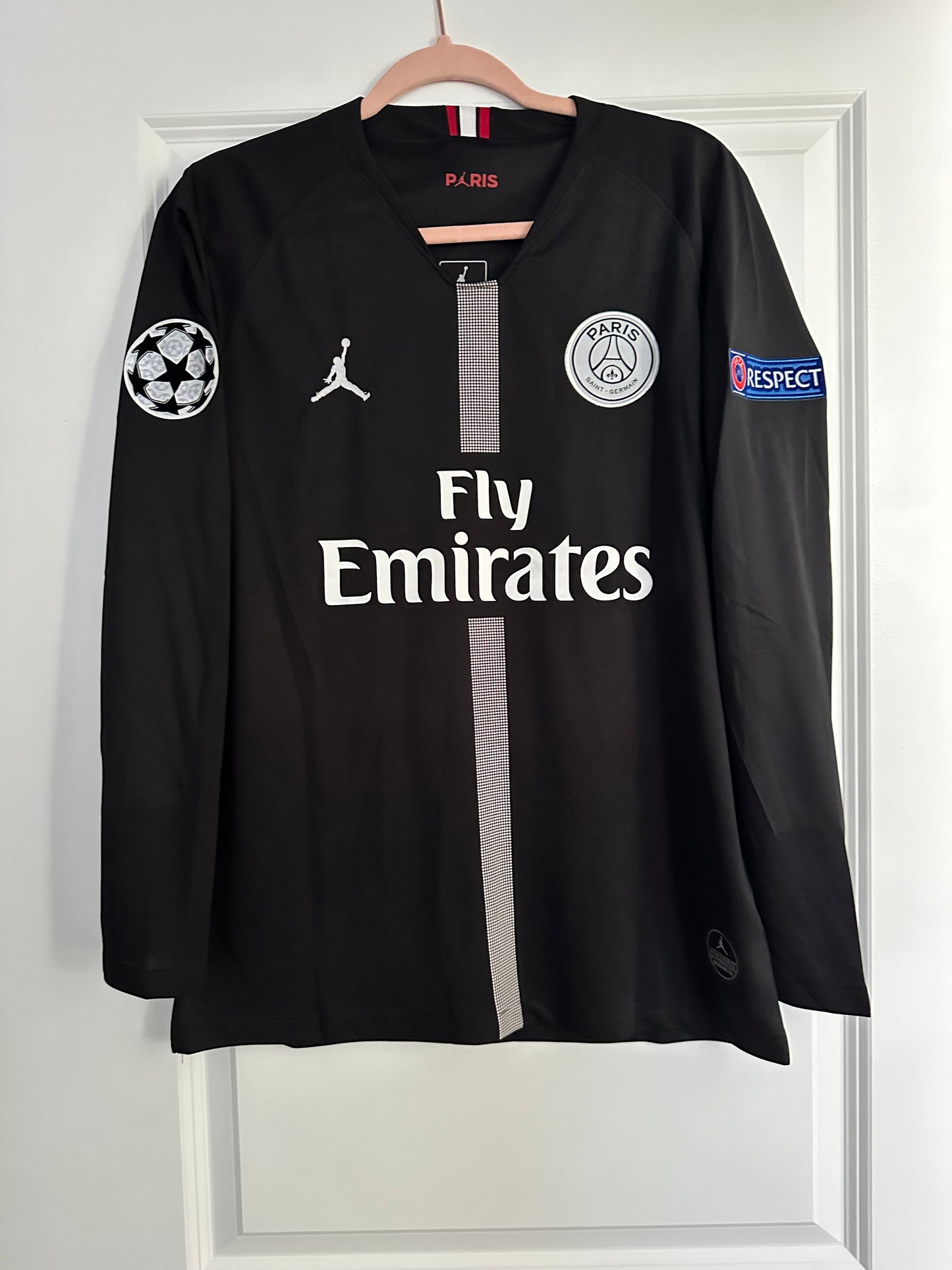 Soccer Jersey Retro PSG 18/19 Neymar Jr #10 Away Black Long Sleeves UCL Men Size