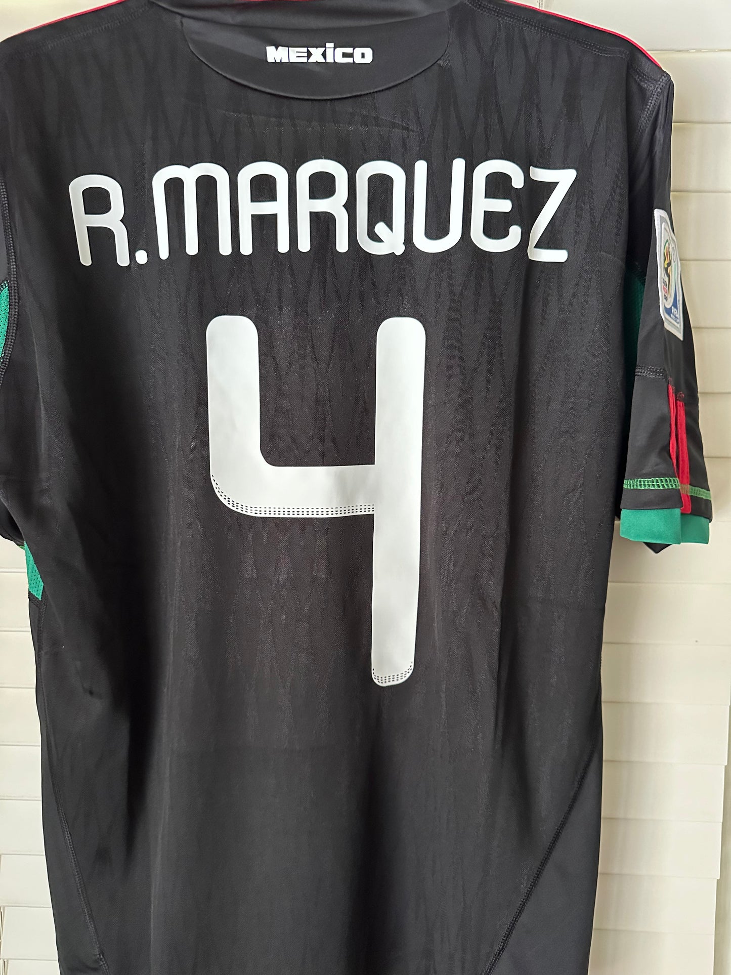 Mexico Rafael Marquez #4 Retro Soccer Jersey FWC 2010 Black Away Men Size Shirt