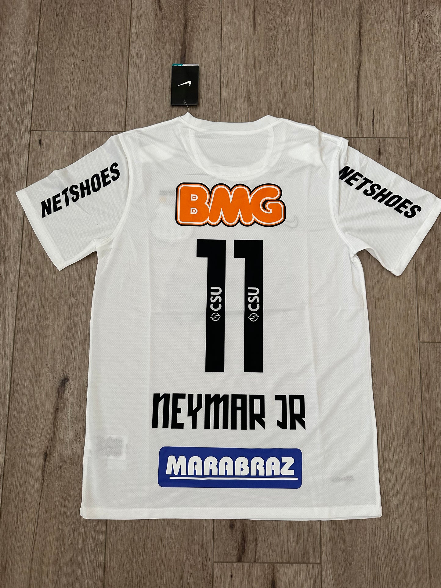 Neymar Jr #11 Santos 11/12 Retro Home White Soccer Jersey True Size Men Shirt
