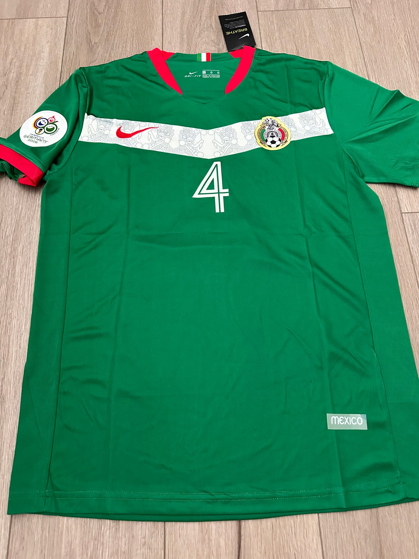 Mexico 2006 FWC Rafael Marquez 4 Retro Soccer Jersey Green Home Men’s Size Shirt