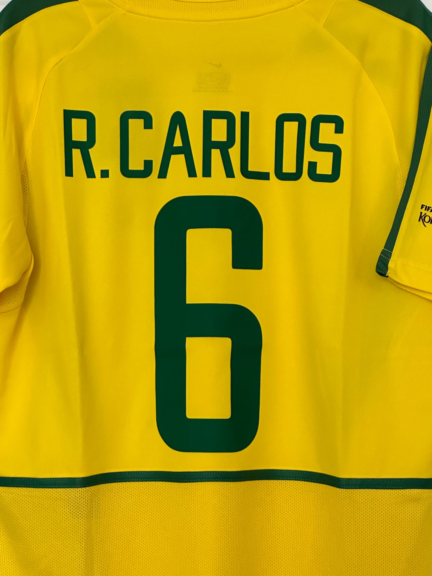 Brazil Roberto Carlos #6 Retro Soccer Jersey Shirt Home Yellow FWC 2002 Men Size