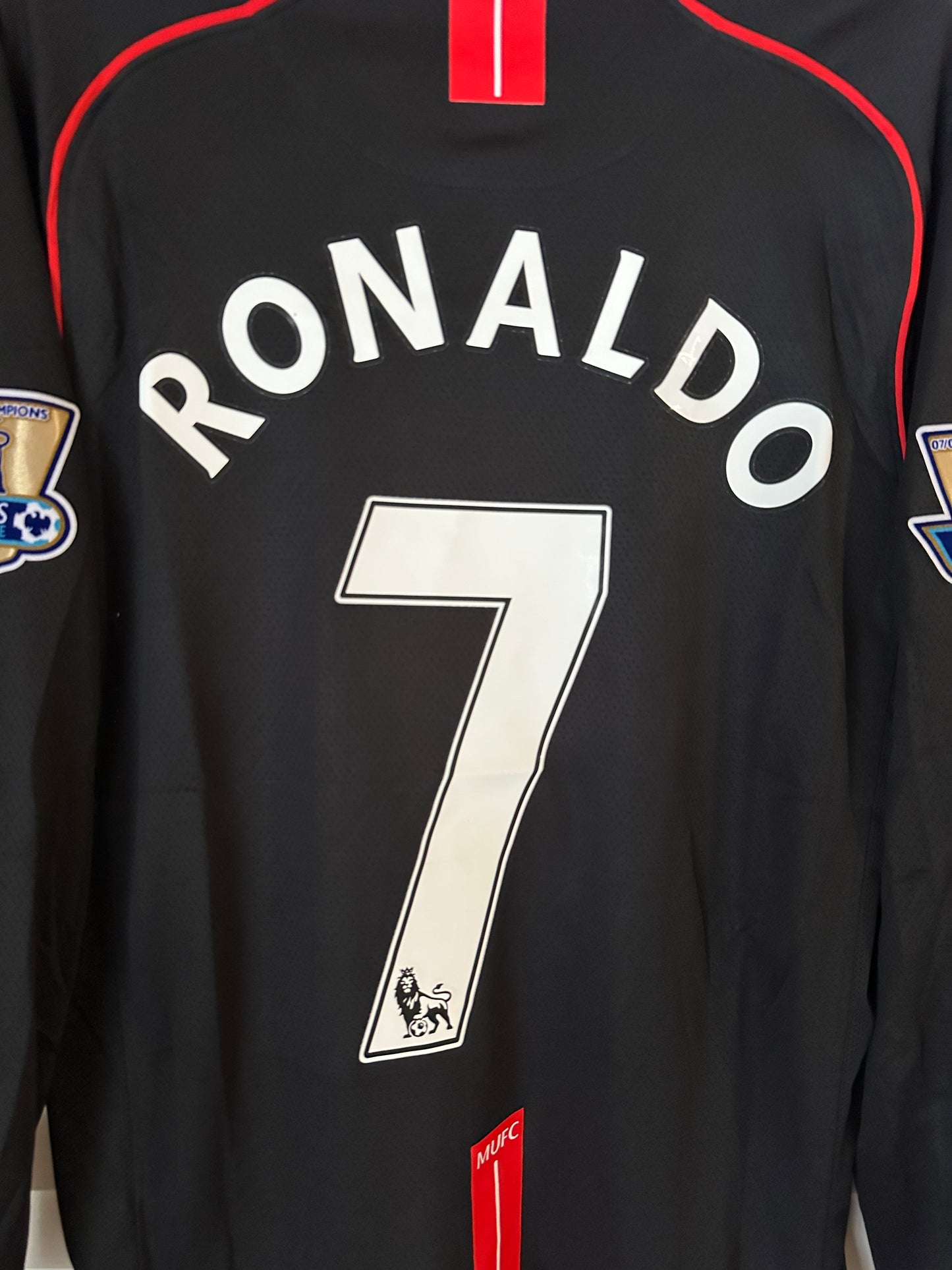 Manchester United Cristiano Ronaldo #7 07/08 Black Away Long Sleve Soccer Jersey