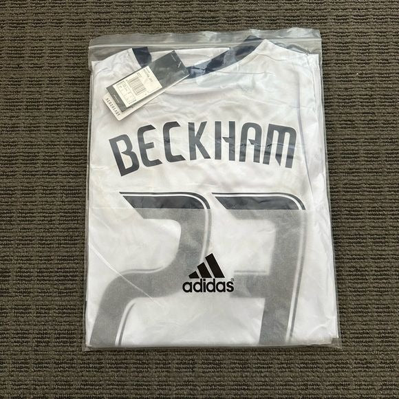 Soccer Jersey Los Angeles Galaxy Retro David Beckham Home White 2012 Men Size