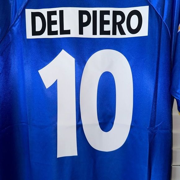 Juventus #10 Alessandro Del Piero 1995/96 Retro Soccer Jersey Away Blue Men Size