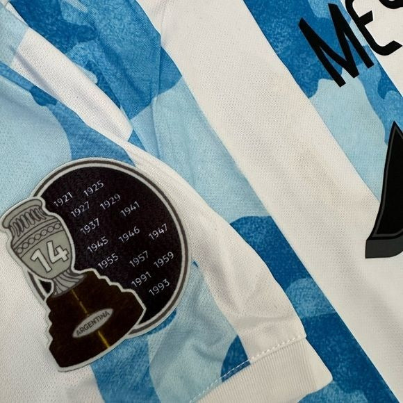 Argentina Messi 10 Soccer Jersey Home Albiceleste 2021 Copa America Final Men