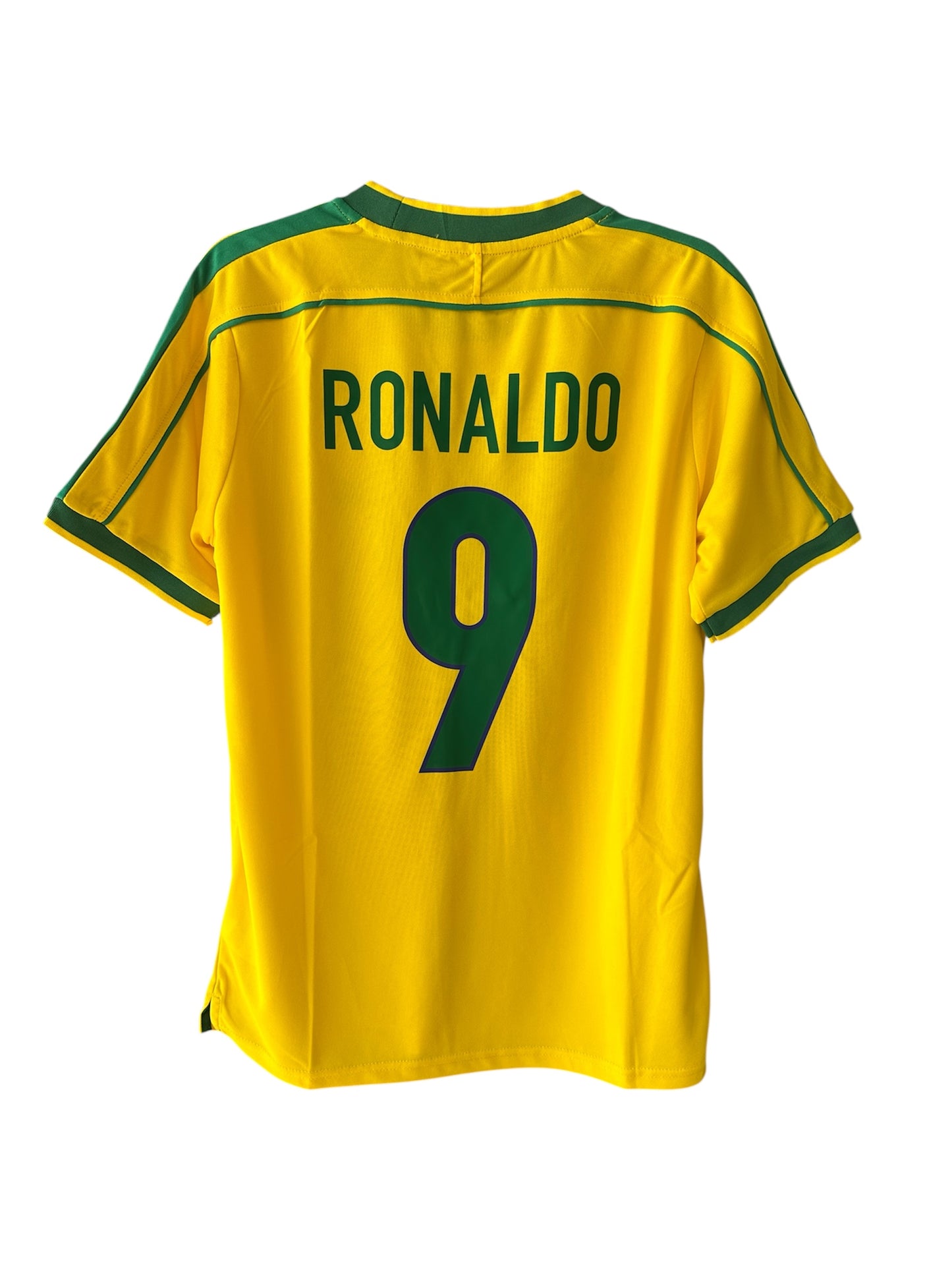 Brazil Soccer Jersey Retro 1998 Ronaldo Nazario #9 Home Yellow Men’s