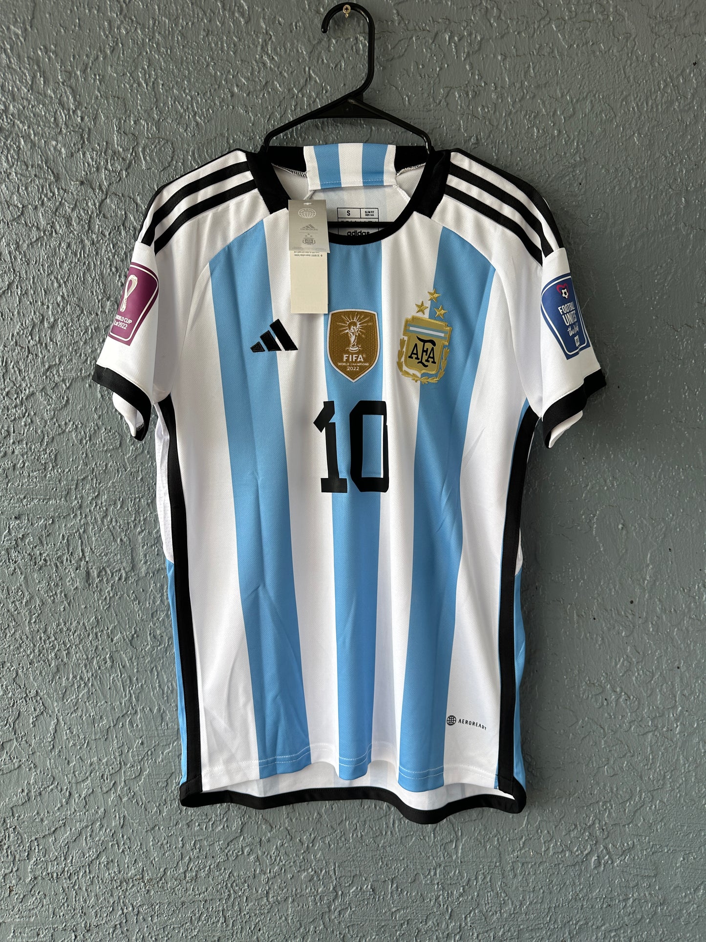 Messi Argentina 2022 FWC Home #10 Soccer Jersey Regular Men Size