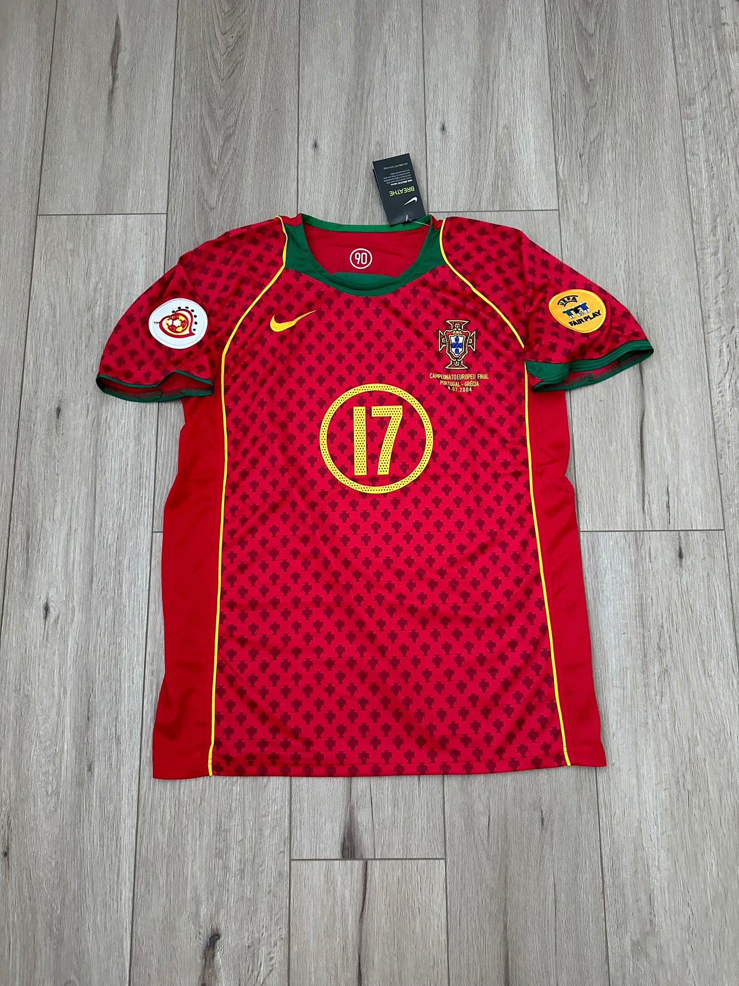 Cristiano Ronaldo #17 Portugal Soccer Jersey Euro 2004 Home Retro Red Final