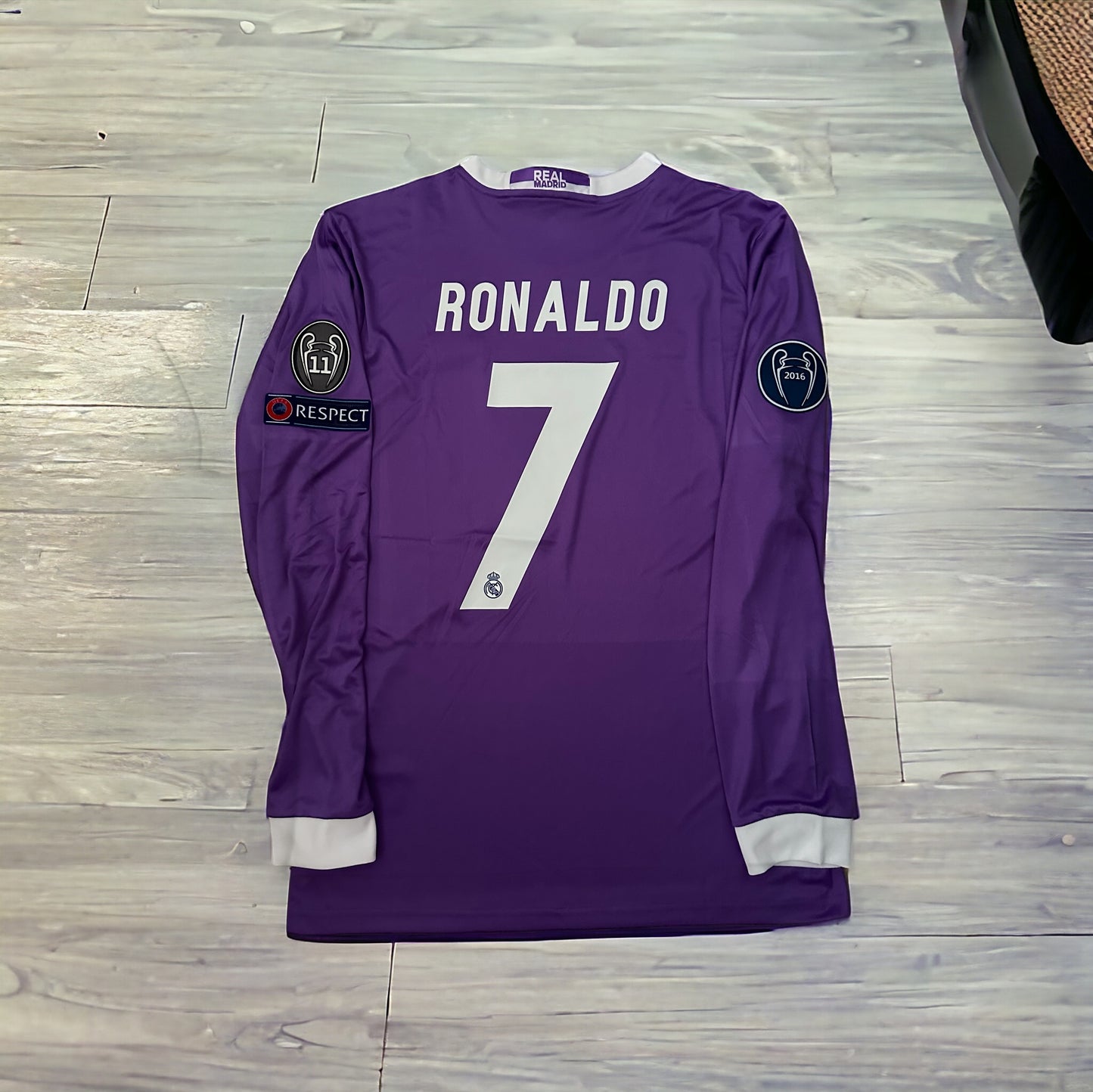 Real Madrid Cristiano Ronaldo #7 Retro Purple Soccer Jersey Final 2017 Men Size