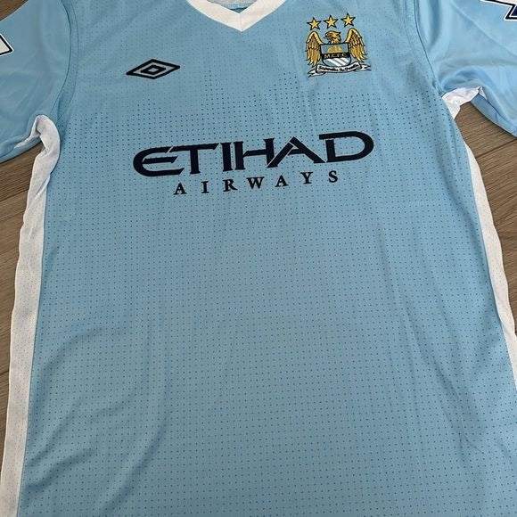 Manchester City Kun Aguero 2012 Soccer Jersey #16 Home Football Men Size Shirt