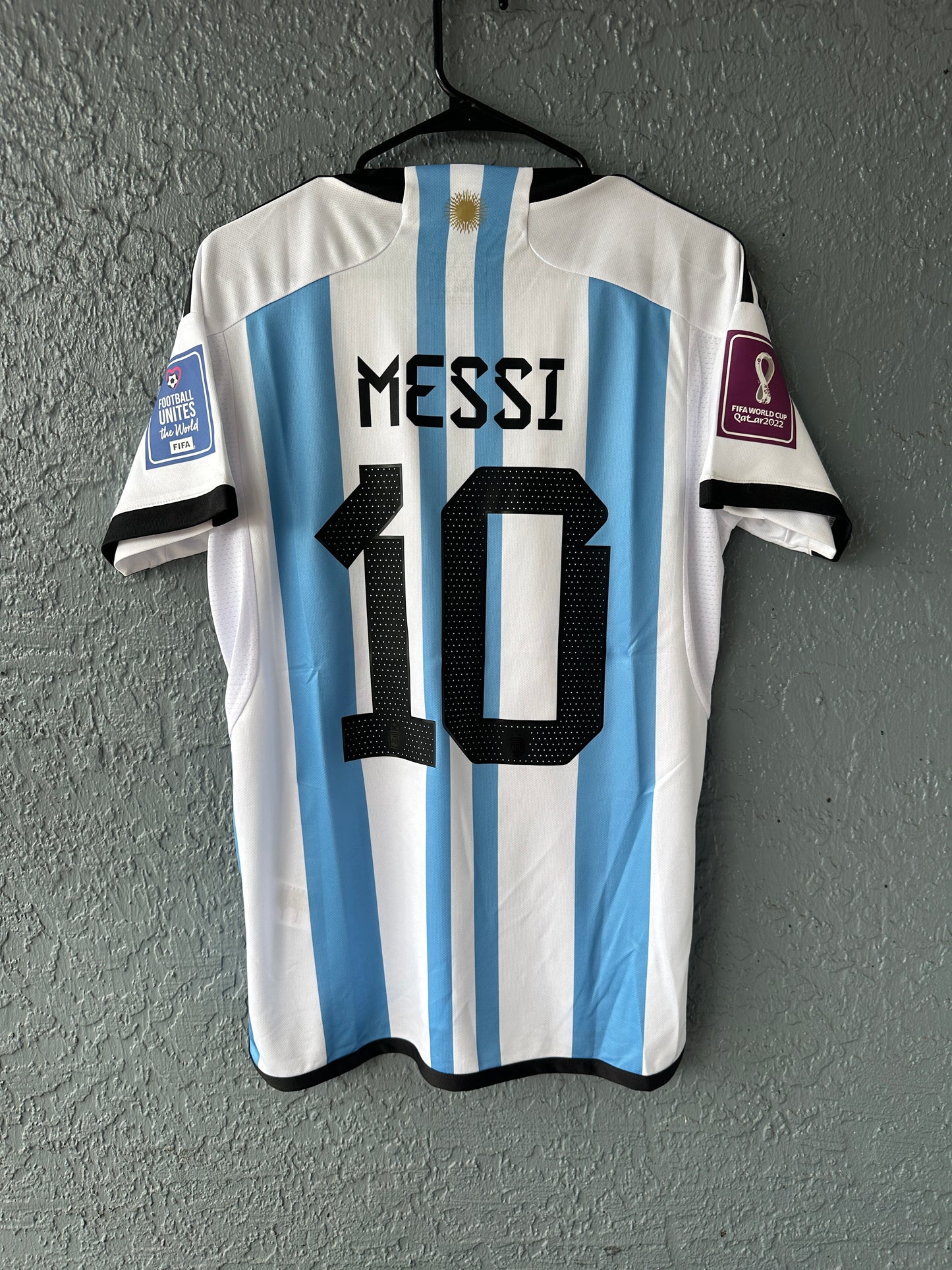 Messi Argentina 2022 FWC Home #10 Soccer Jersey Regular Men Size