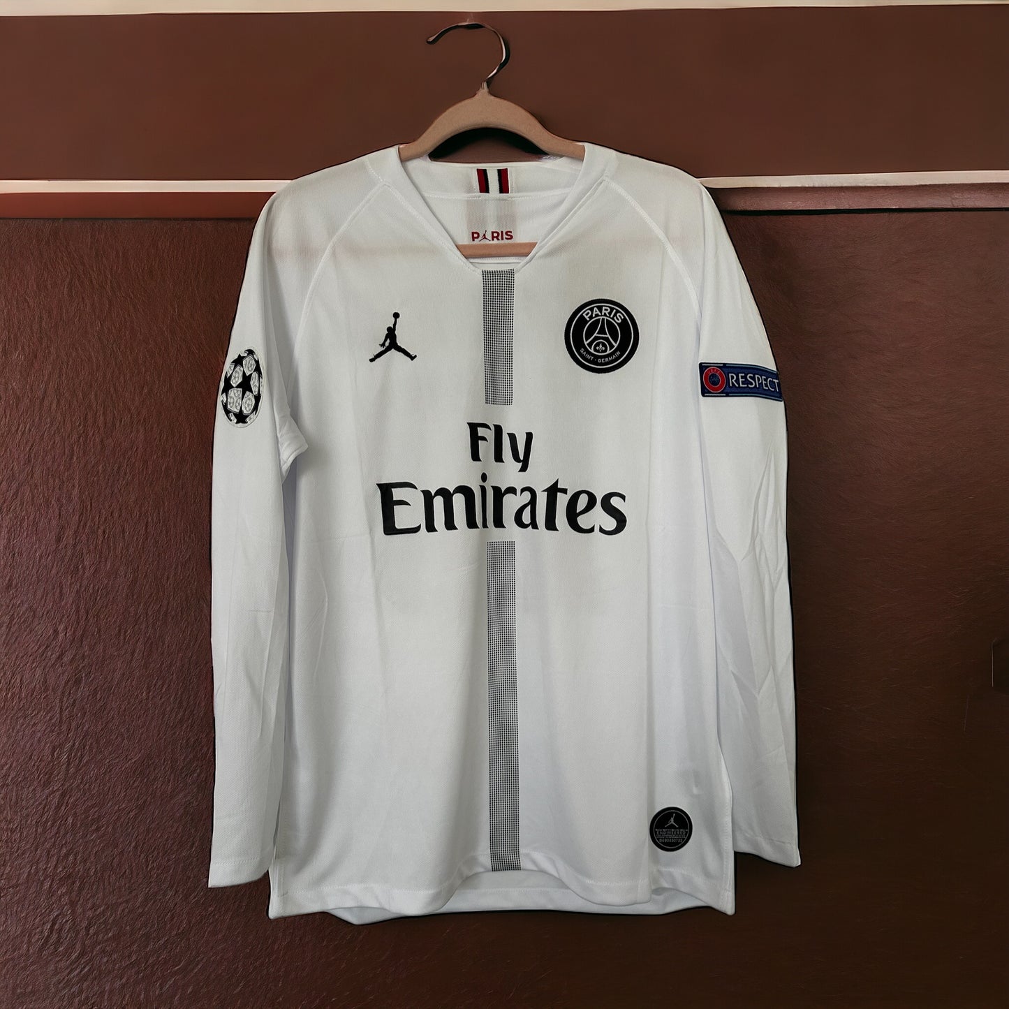 Soccer Jersey Retro PSG 18/19 Neymar Jr #10 Away White Long Sleeves UCL Men Size