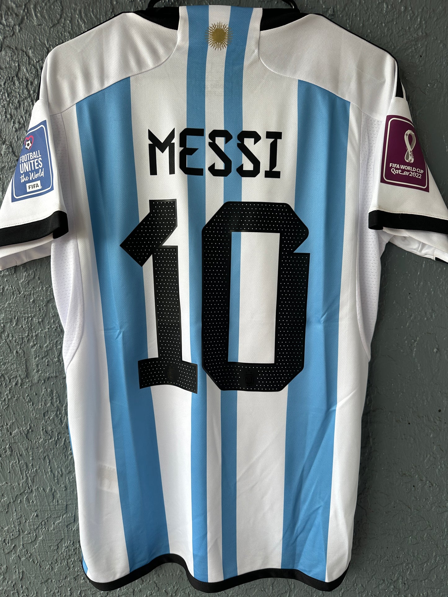 Messi Argentina 2022 FWC Home #10 Soccer Jersey Regular Men Size