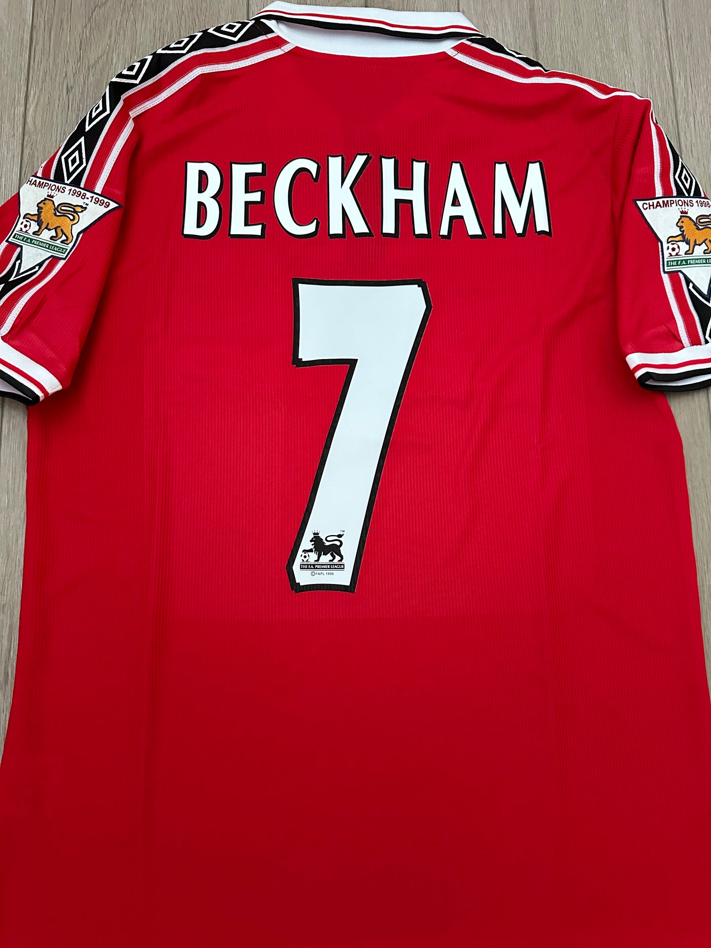 Manchester United 98/99 Retro David Beckham 7 Red Home Football Shirt Men Size