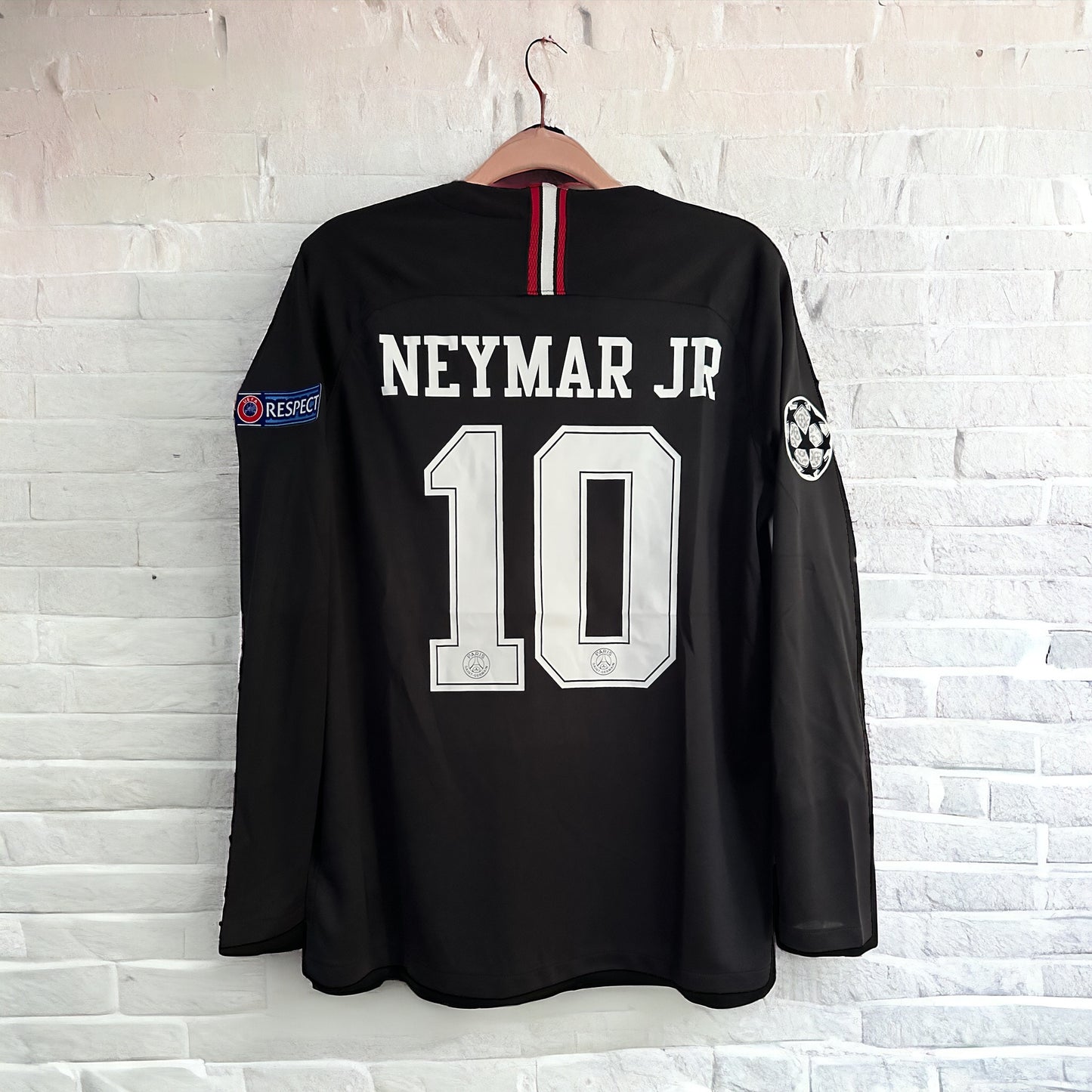Soccer Jersey Retro PSG 18/19 Neymar Jr #10 Away Black Long Sleeves UCL Men Size