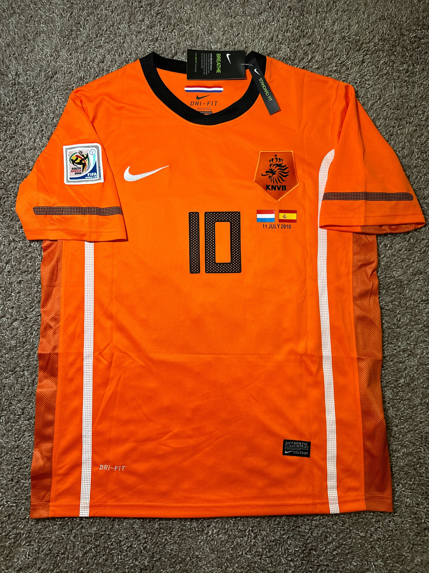 Nederland Wesley Sneijder Soccer Jersey 2010 FWC Final Orange Men’s Regular Size