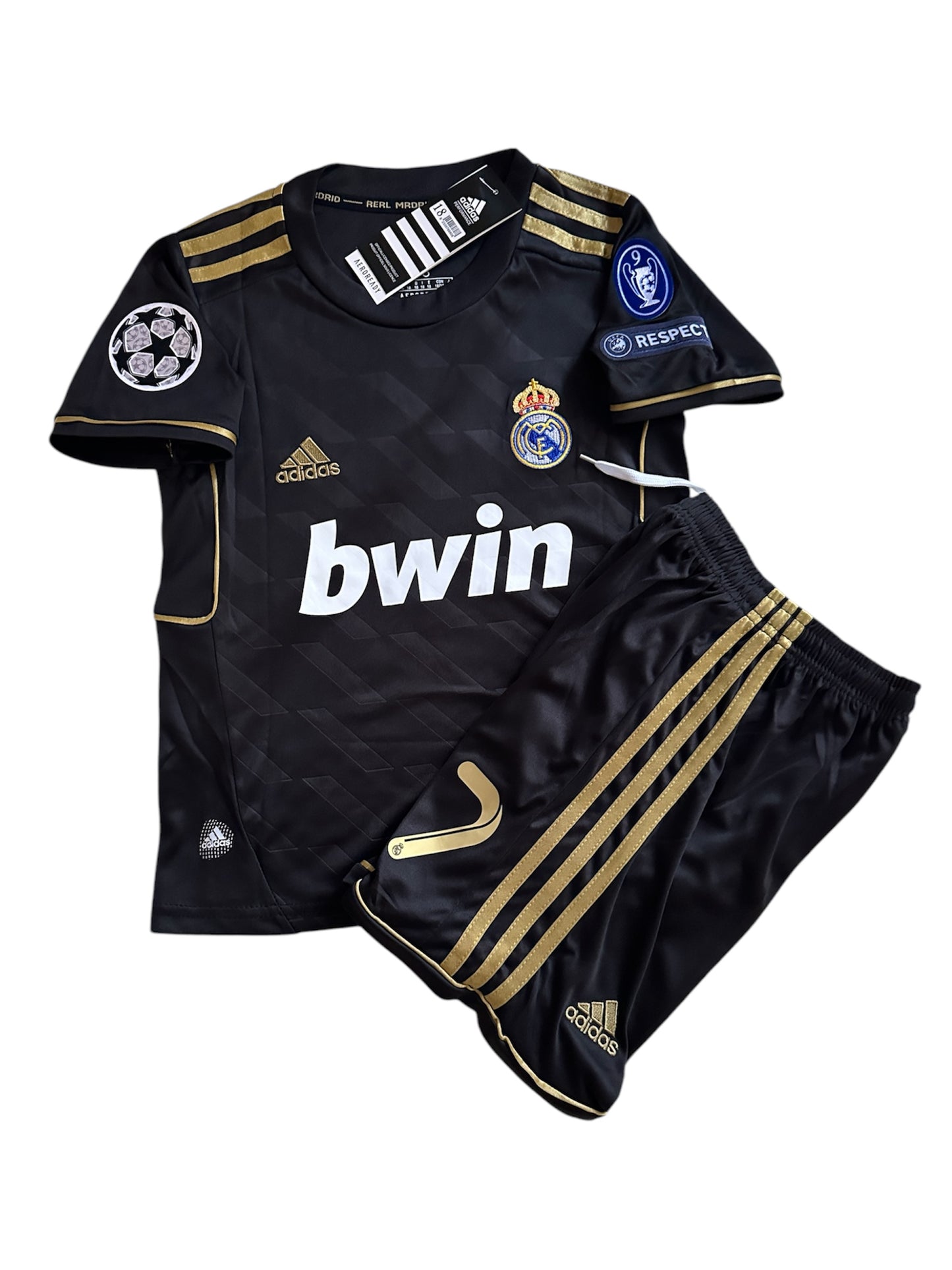 Real Madrid 11/12 Retro Kids Soccer Jersey Cristiano Ronaldo CR7 #7 Black Gold