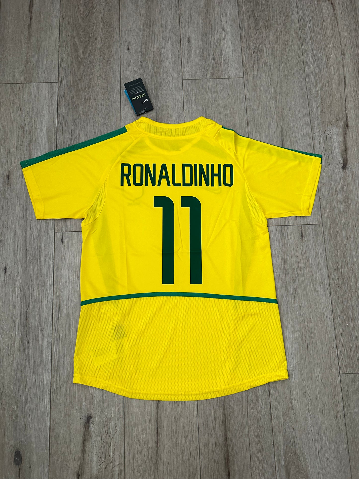 Ronaldinho Gaucho Brazil 2002 FWC Soccer Jersey Home Yellow #11 Regular size Men
