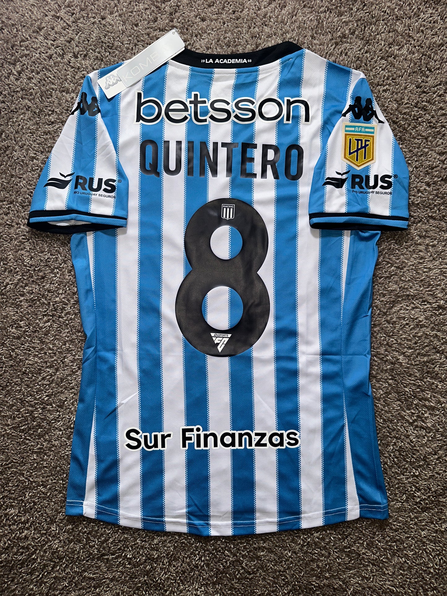 Racing Quintero Jersey Home Blue #8 Player Version Men size