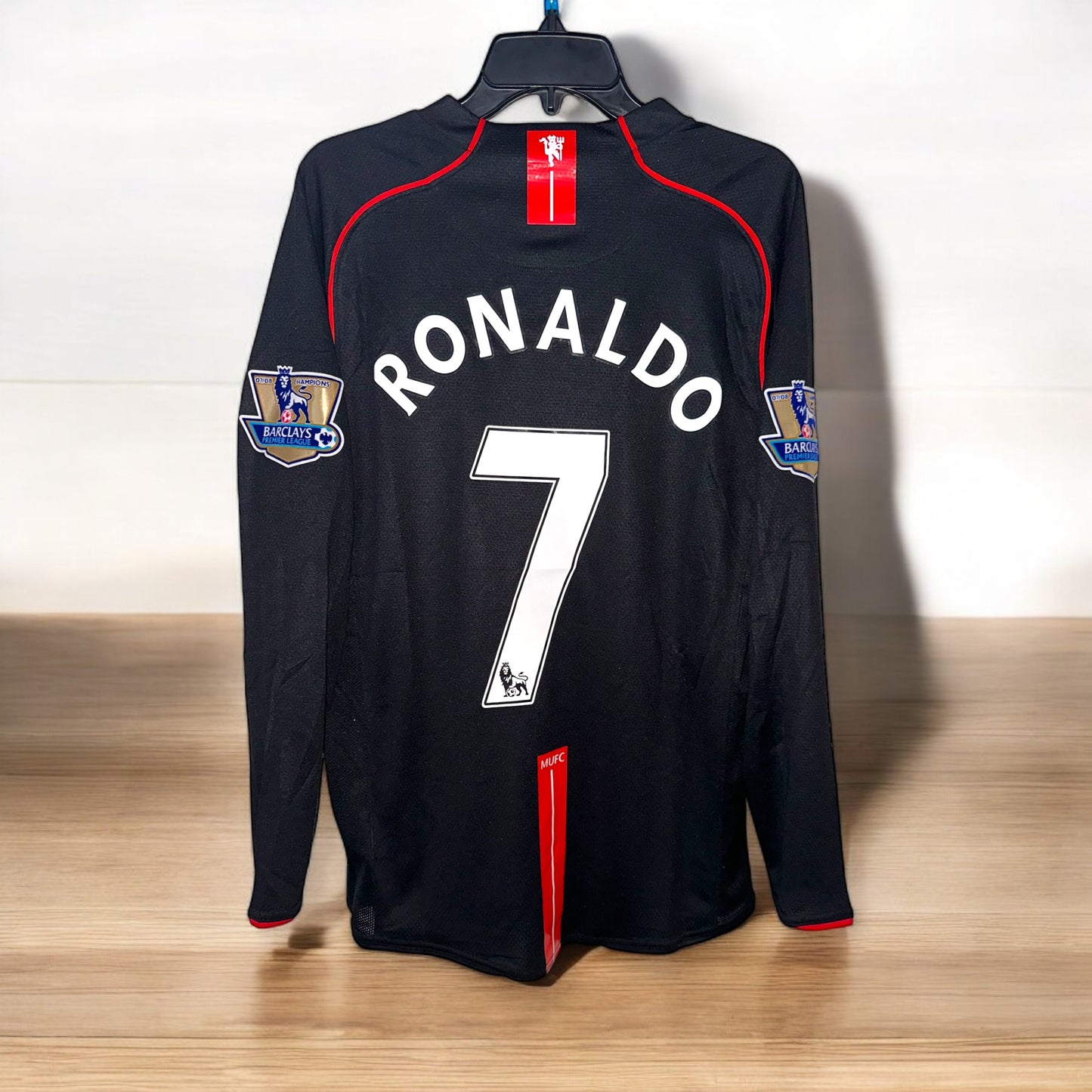 Manchester United Cristiano Ronaldo #7 07/08 Black Away Long Sleve Soccer Jersey