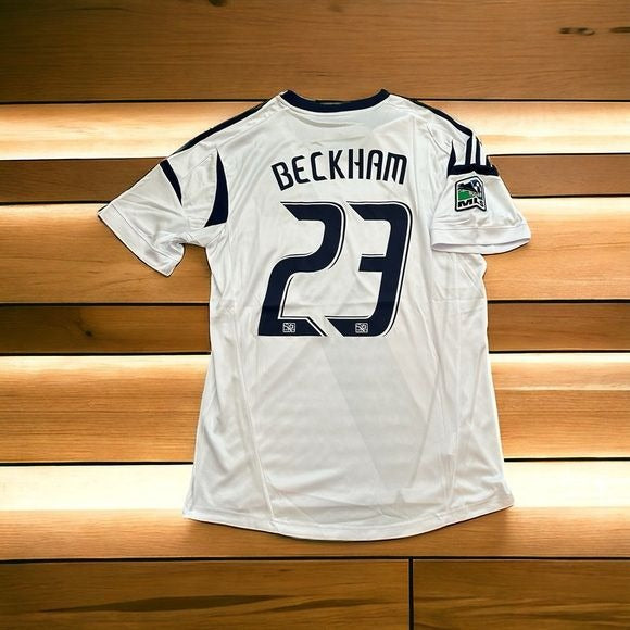 Soccer Jersey Los Angeles Galaxy Retro David Beckham Home White 2012 Men Size