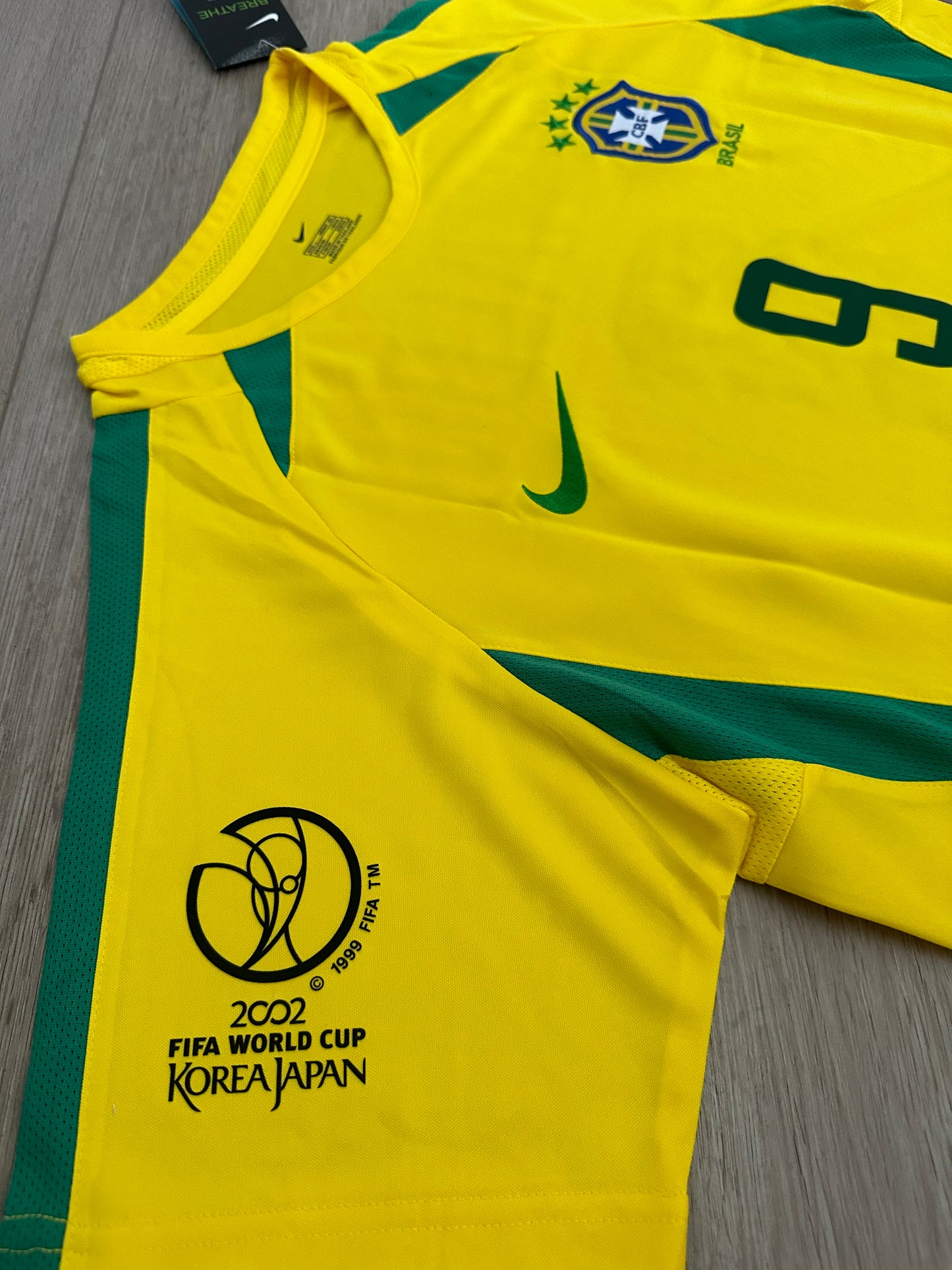 Ronaldo Nazario Brazil 2002 FWC Soccer Jersey Home Yellow #9 Regular size Men