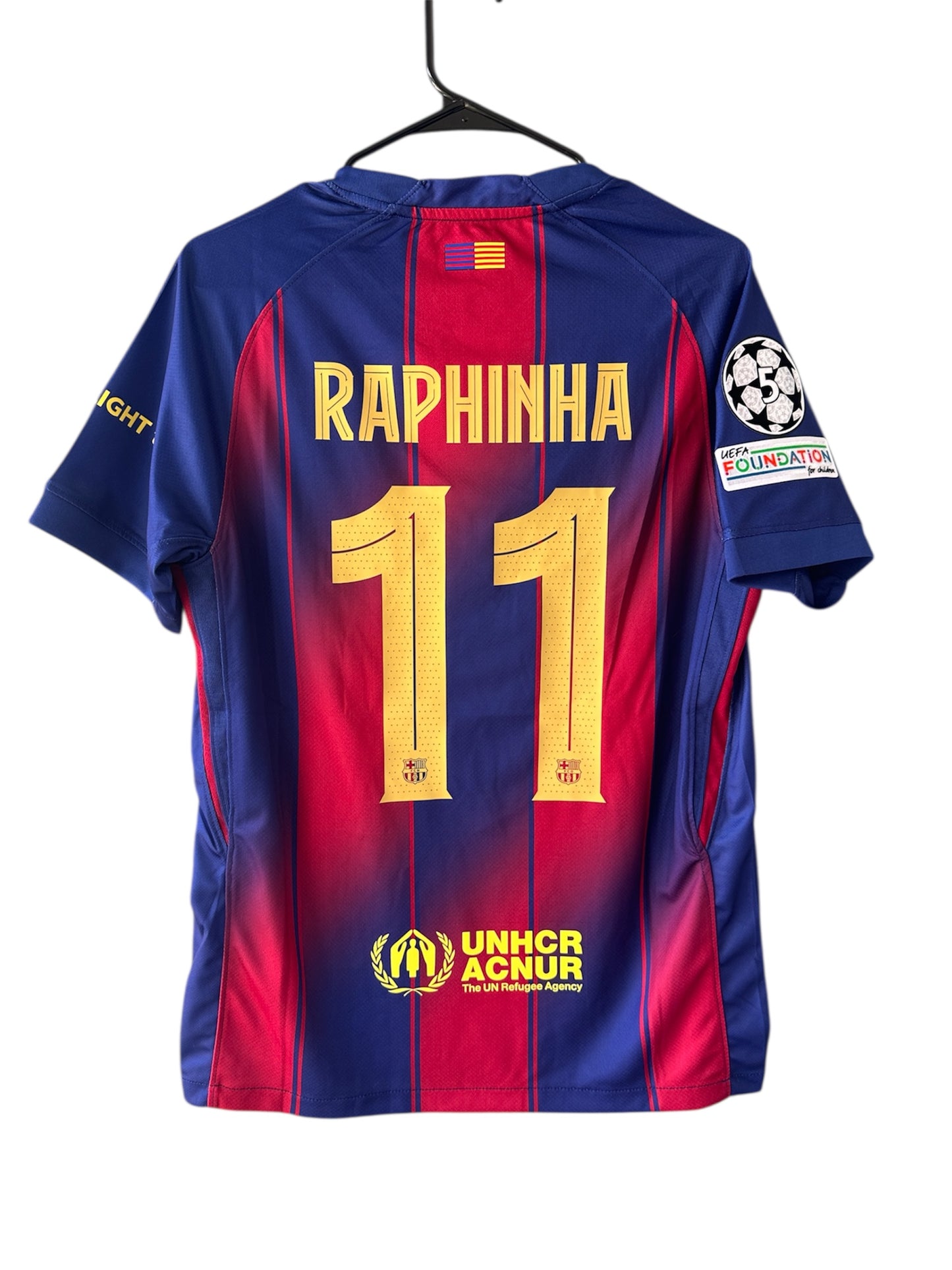 Barcelona Raphinha #11 Home Soccer Jersey 2025/26 Men Size Red Blue Shirt