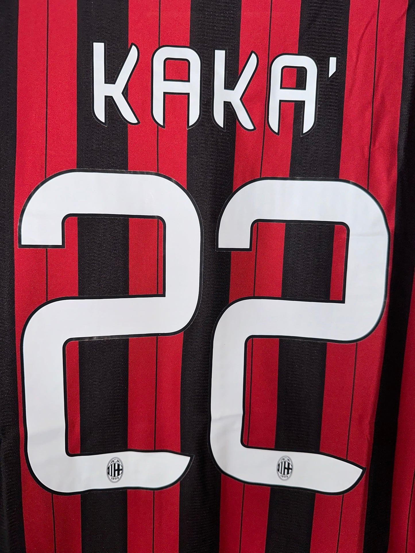 Milan 2013/14 Ricardo Kaka #22 Soccer Jersey Retro Men Size Home Red Black Shirt