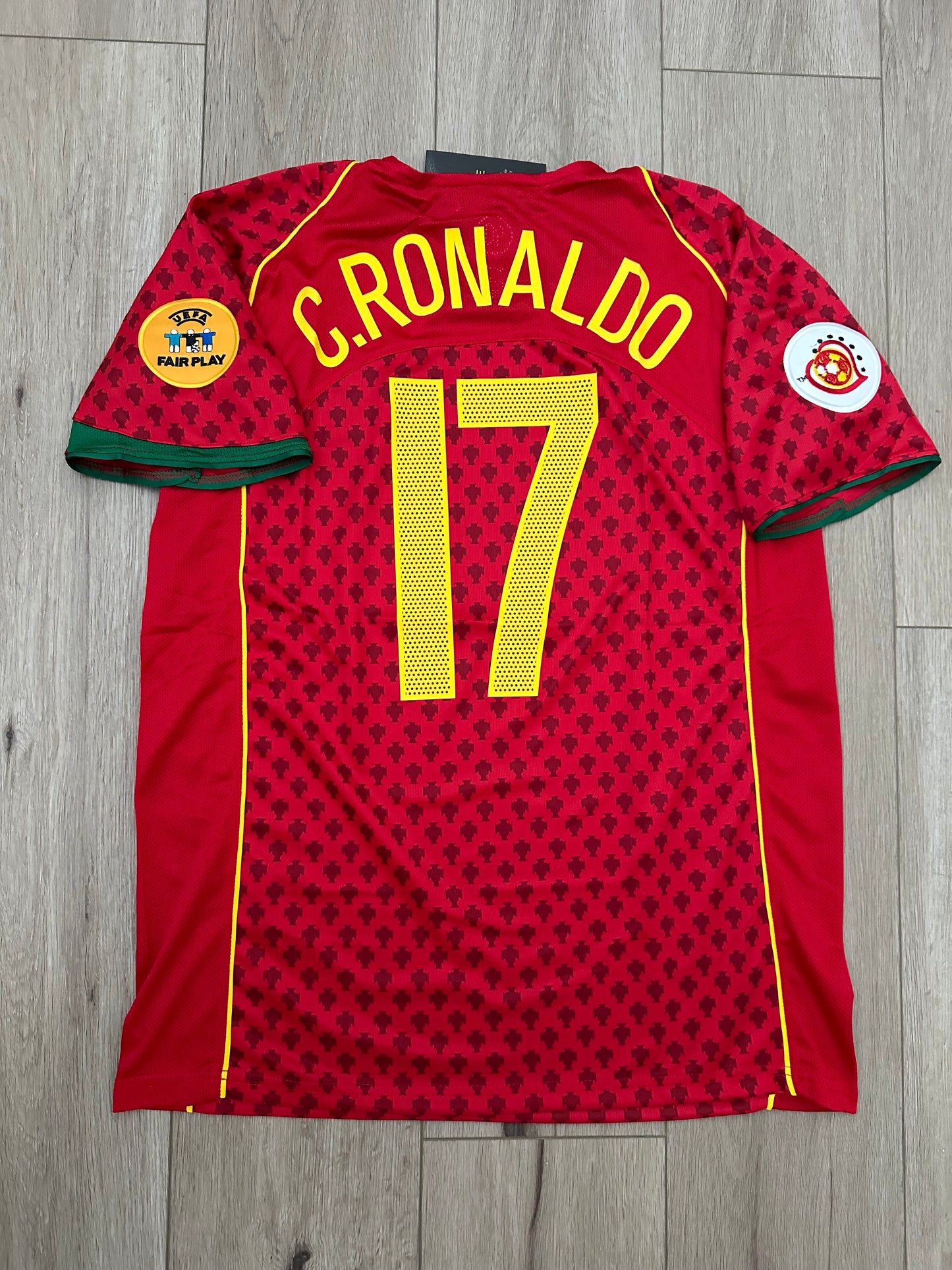 Cristiano Ronaldo #17 Portugal Soccer Jersey Euro 2004 Home Retro Red Final