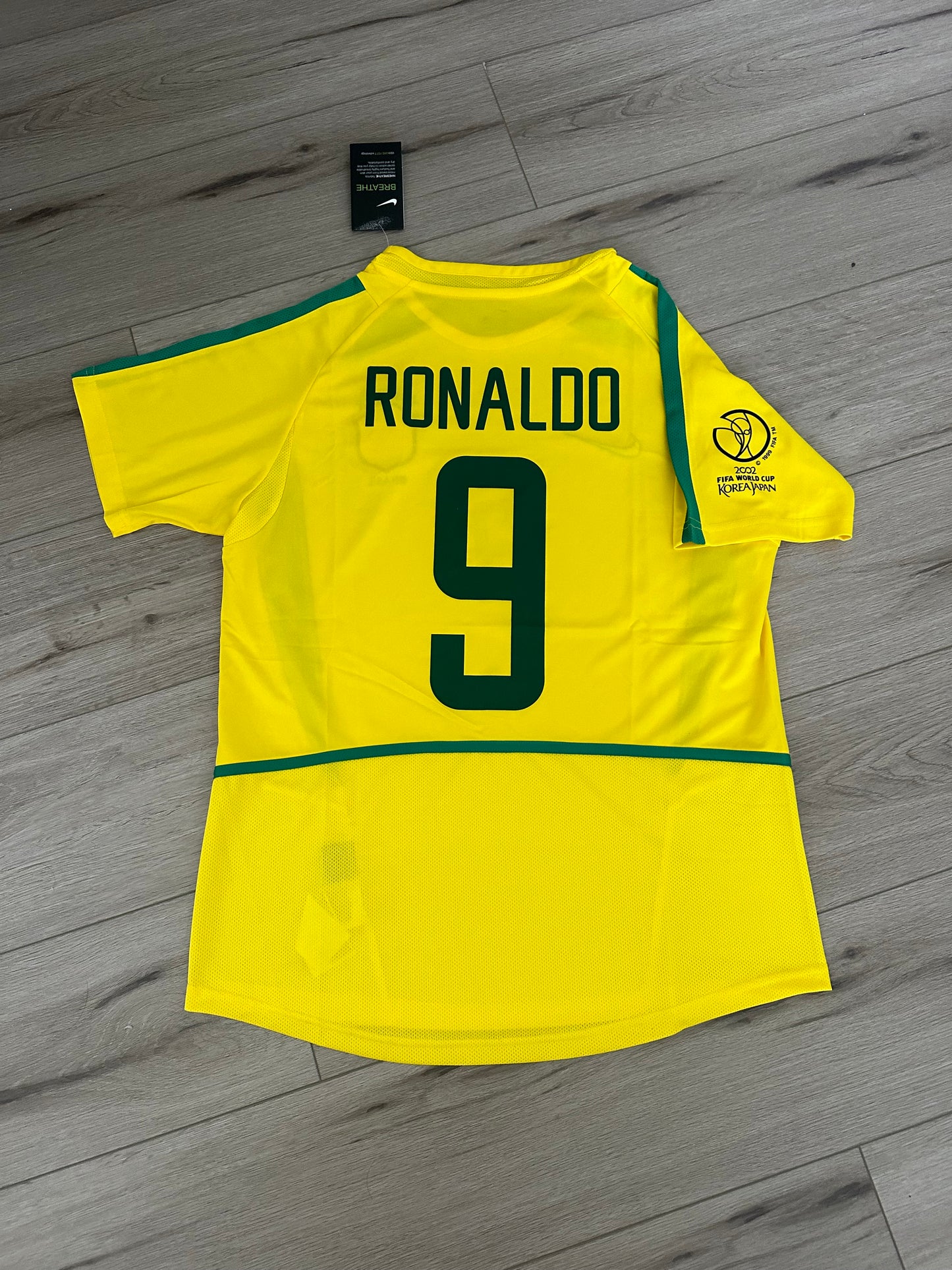 Ronaldo Nazario Brazil 2002 FWC Soccer Jersey Home Yellow #9 Regular size Men