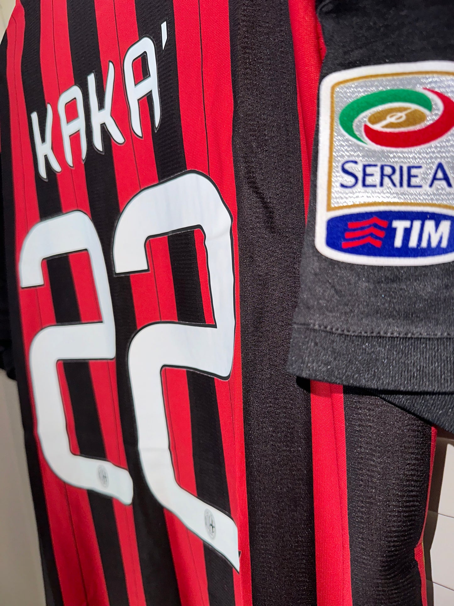 Milan 2013/14 Ricardo Kaka #22 Soccer Jersey Retro Men Size Home Red Black Shirt