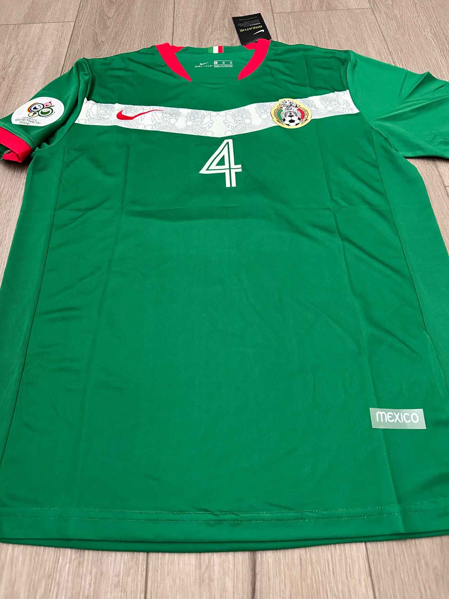 Mexico 2006 FWC Rafael Marquez 4 Retro Soccer Jersey Green Home Men’s Size Shirt